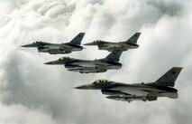 F-16 aircraft assigned to the 8th Fighter Wing here fly during a training mission. (U.S. Air Force photo) 