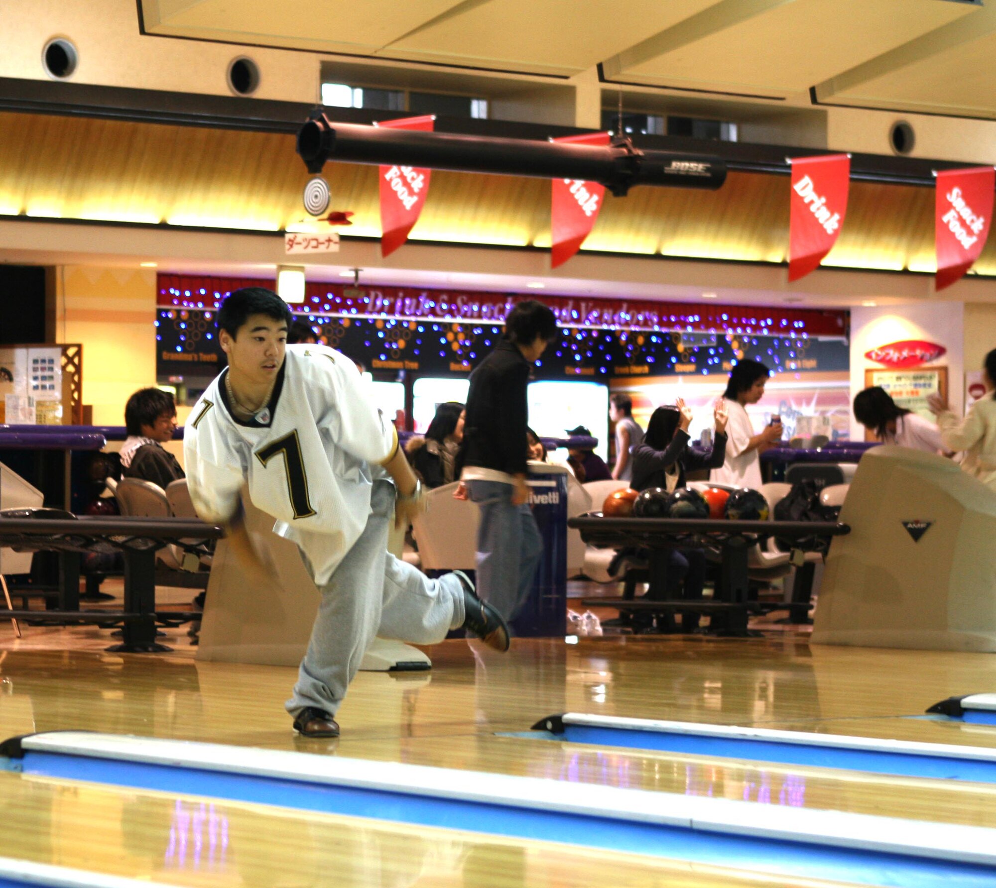 DJ Lamarr practices his bowling skills. Lamarr, a Kadena High School student, is the only athlete from Okinawa and the first American to compete on a Japanese Special Olympics team. 