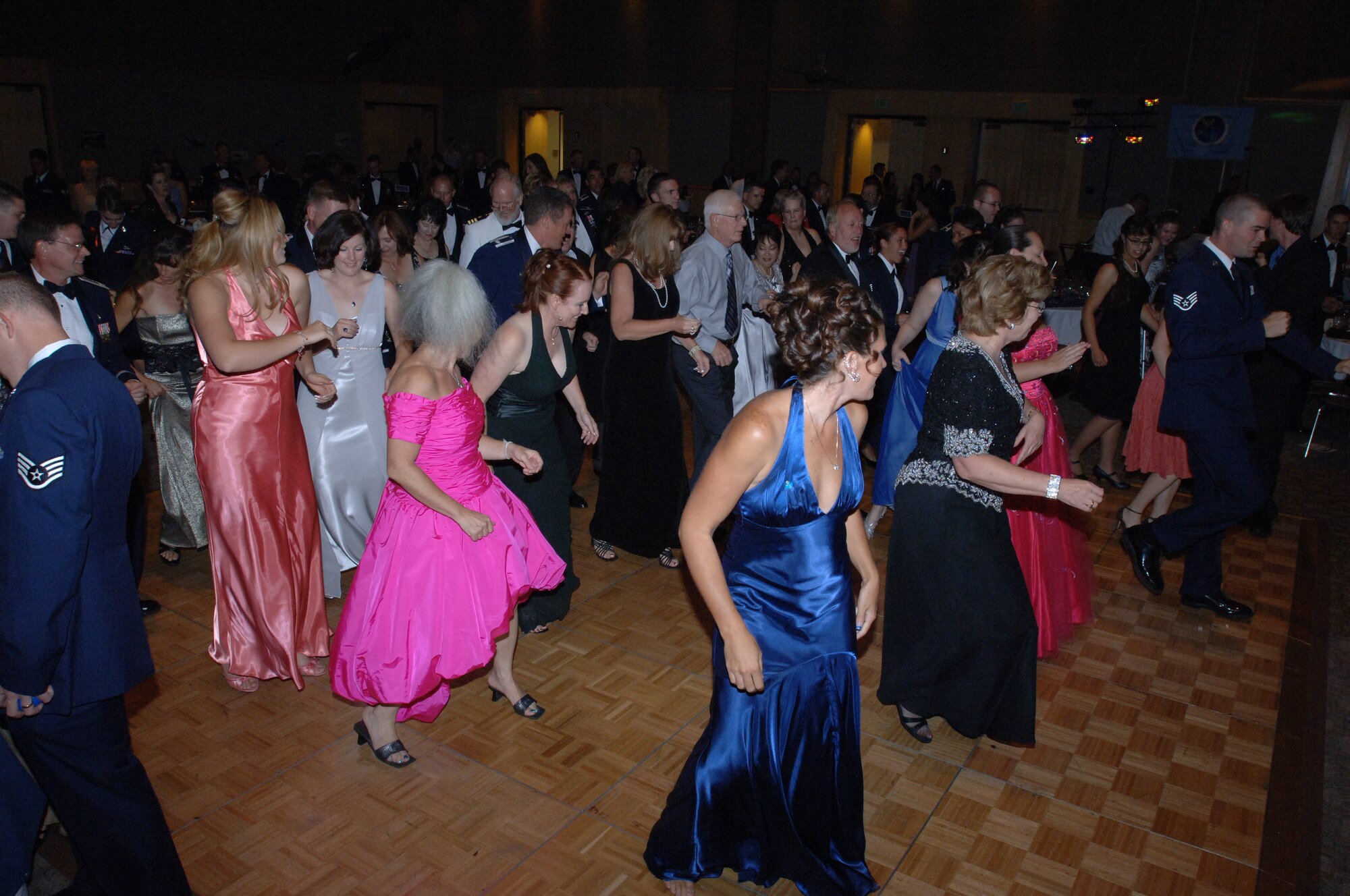 HILL AIR FORCE BASE, Utah-- Team Hill members dance the night away after the official portion of the Hill Air Force Base "Heritage to Horizons" Air Force 60th Anniversary ball held at the Eccles Conference center. (U.S. Air Force photo by Alex R. Lloyd)