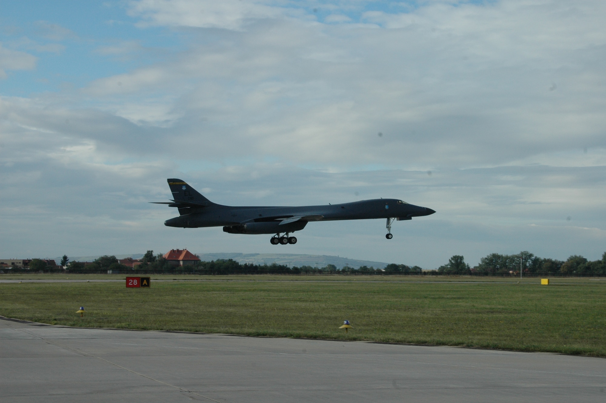 An Ellsworth Air Force Base, S.D., B-1 made history Sept. 8 when it landed in Brno, Czech Republic, in support of a NATO air show. This was the first time a B-1 has landed in the Czech Republic. (U.S. Air Force photo/Airman 1st Class Kimberly Moore Limrick)

