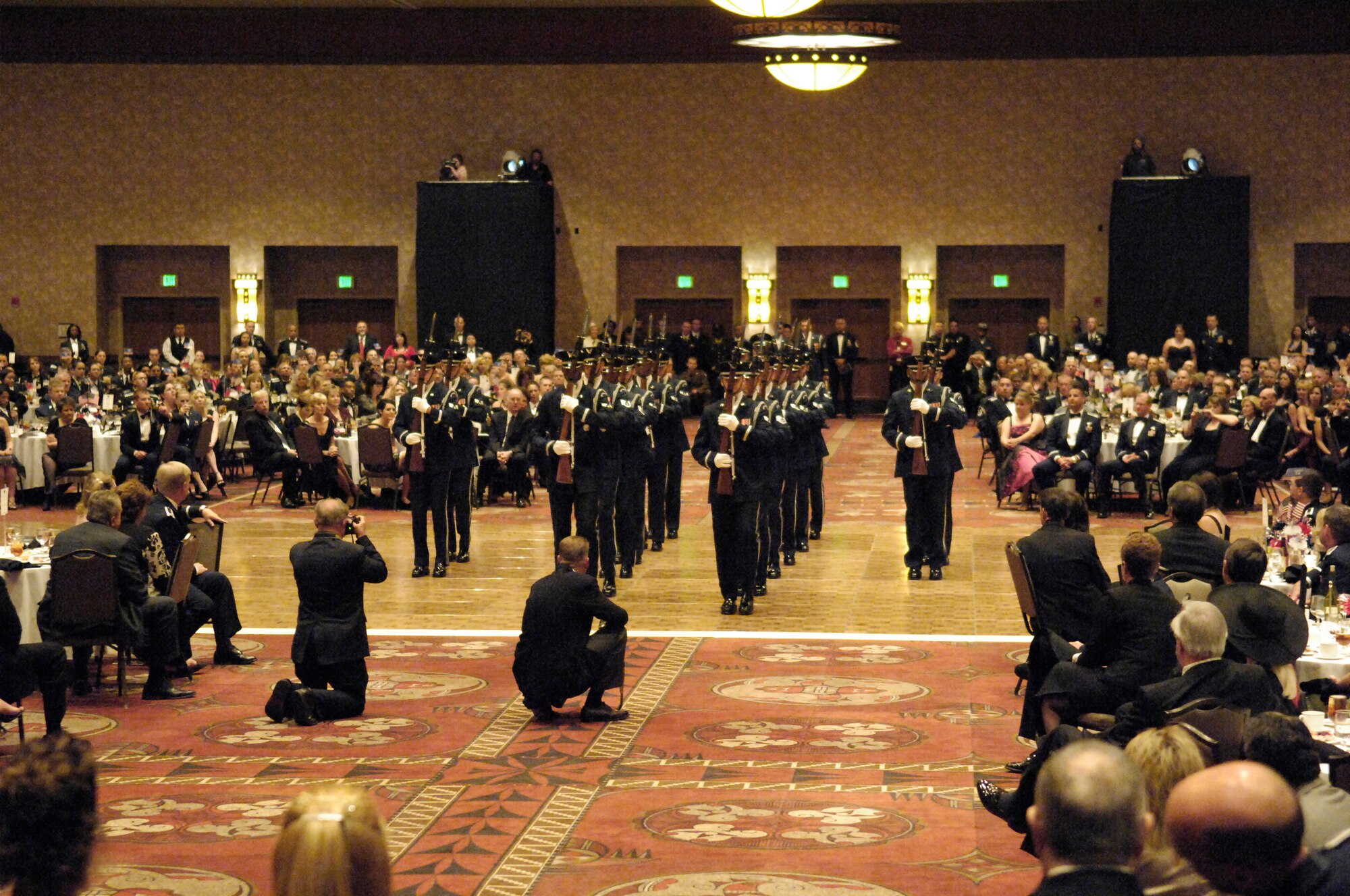 The USAF Honor Guard Drill Team performs at the Sandia Resort in Albuquerque, New Mexico for the statewide celebration of the AF Birthday.  During their recent tour, the Drill Team joined all three major AF installations in New Mexico for their joint AF Ball and then the NFL at the Carolina Panthers game, focused on their mission to recruit, retain and inspire while celebrating the AF 60th Birthday. (U.S. Air Force photo by Senior Airman Daniel DeCook)(Released)