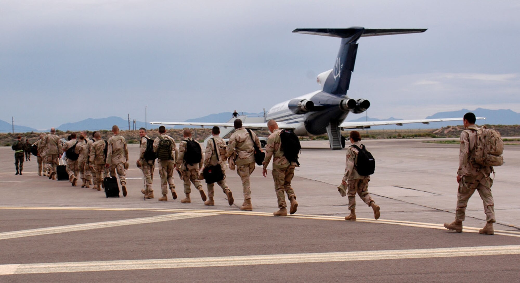 More than 20 Holloman Airmen set off from here Sept. 17. The Airmen are suppoting the war on terror in many aspects in Southwest Asia. (U.S. Air Force photo/Airman 1st Class Heather Stanton)