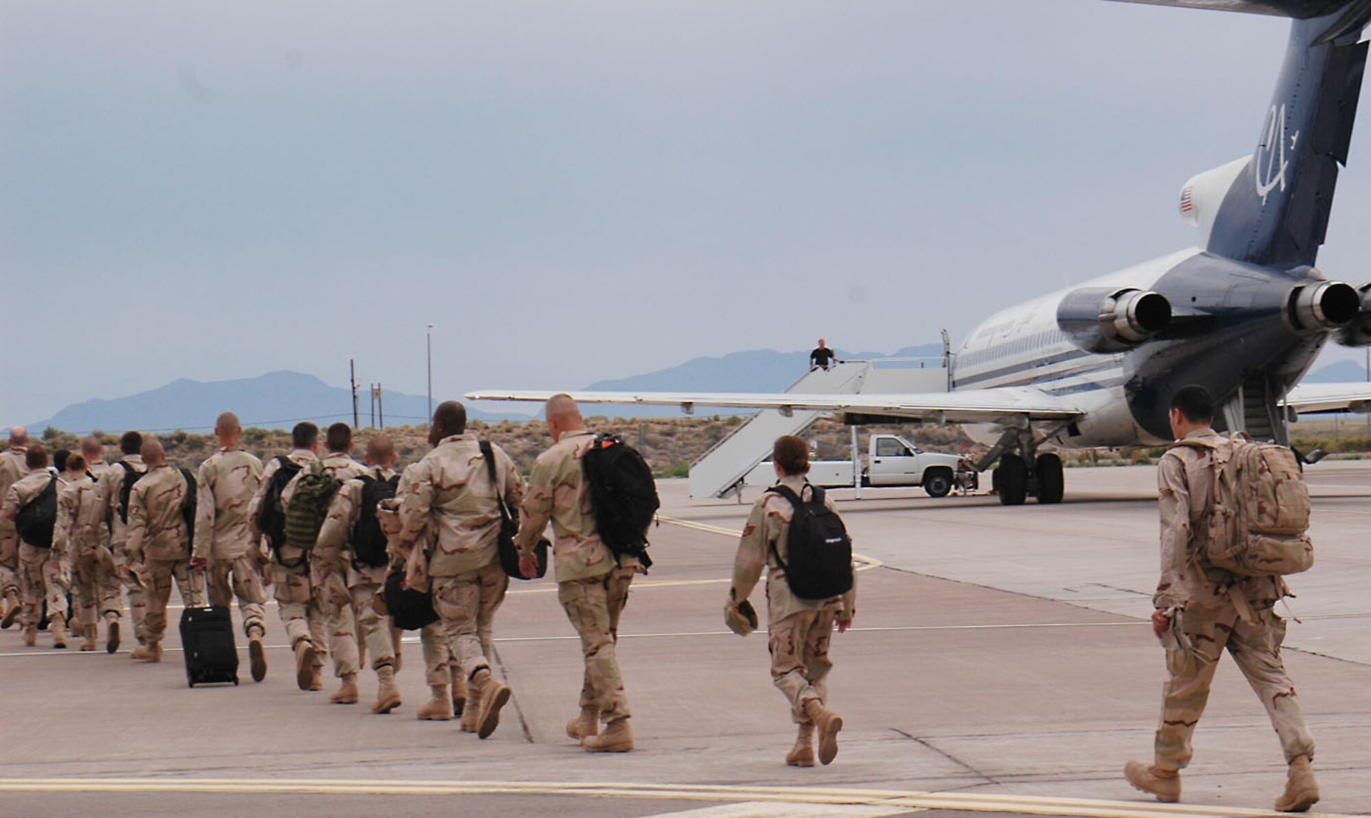 More than 20 Holloman Airmen set off from here Sept. 17. The Airmen are suppoting the war on terror in many aspects in Southwest Asia. (U.S. Air Force photo/Airman 1st Class Heather Stanton)