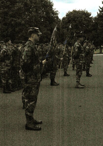 FAIRCHILD AIR FORCE BASE, Wash. – Airmen of the 92nd Mission Support Group, under the command of Col. Van Fuller, 92nd Mission Group Commander, await the beginning of Reveille and the raising of the U.S. flag Sept. 18 in front of the White House. The formation attended Reveille to recognize the 60th anniversary of the Air Force. (U.S. Air Force photo / Airman 1st Class Kali L. Gradishar)