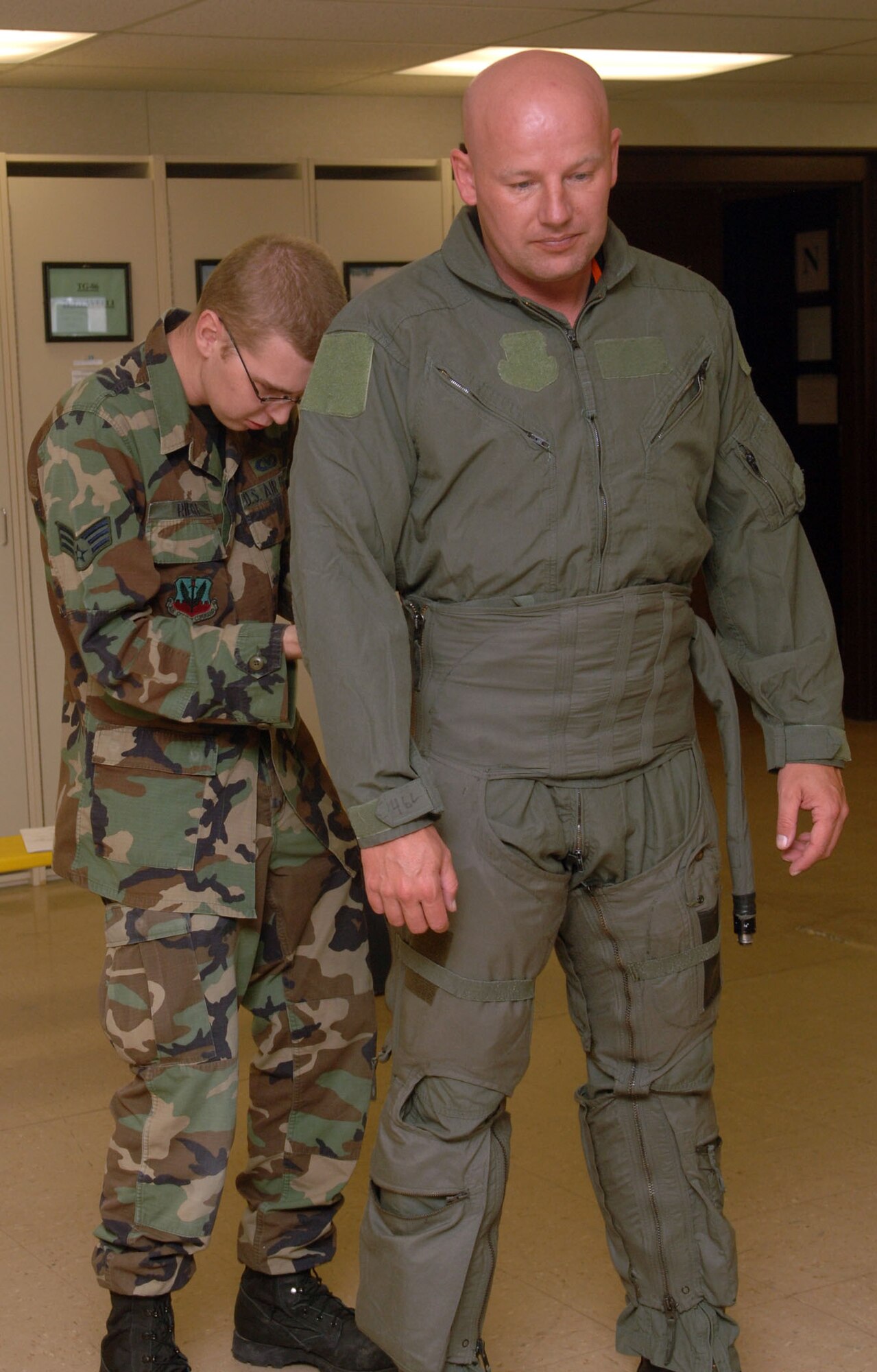 Tech Sgt. Israel DelToro and Master Sgt. Eric Brandenburg visit Holloman to get a tour of the base and tell Airmen their stories of being in combat and why they stay in the Air Force. Many Airmen were inspired by the speeches the two Air Force heroes gave during the Warrior Call. (U.S. Air Force photo/Airman 1st Class Tiffany Trojca)