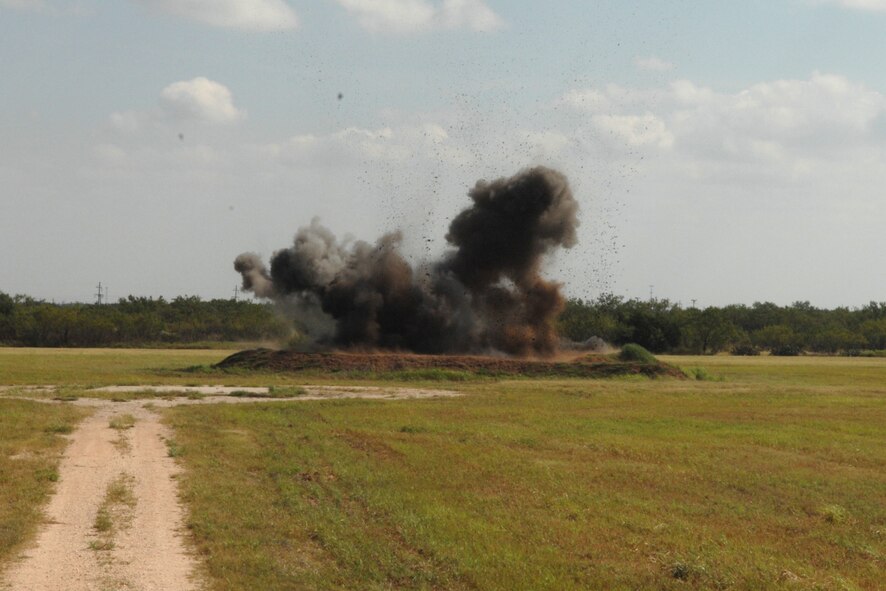 The 7th Explosive Ordinance Disposal flight detonated C-4 Sept. 17 as part routine training. (U.S. Air Force photo by Airman 1st Class Jennifer Romig)