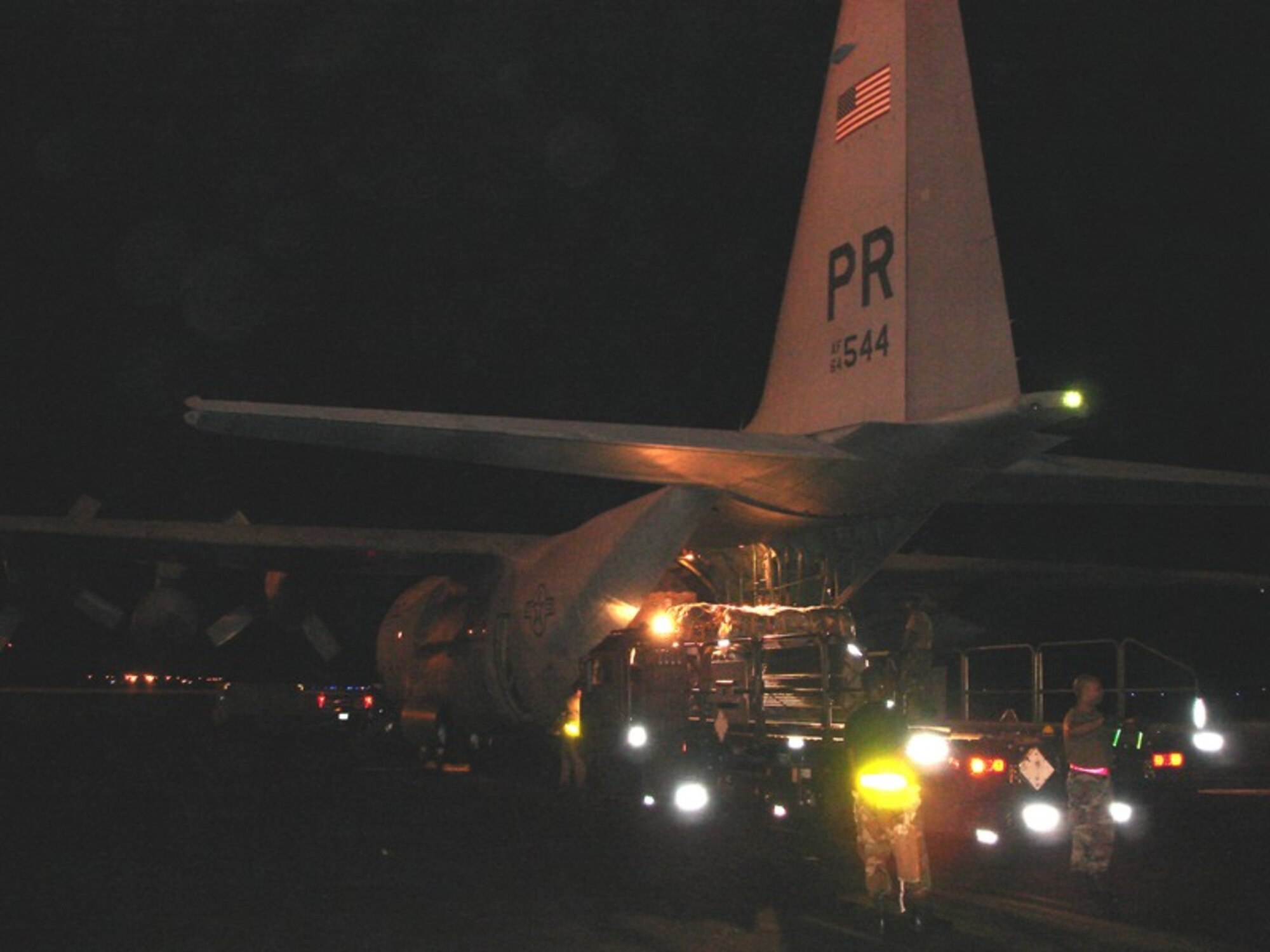 Air transportation specialists from the 482nd Mission Support Group’s 70th Aerial Port Squadron loaded 25,000 pounds of United States Agency for International Development relief supplies on a U.S. Air Force C-130 destined for Nicaragua in the early morning hours on Sept. 8.

The airlift mission was part of a broader United States Southern Command operation to address the humanitarian needs in communities affected by Hurricane Felix, and the relief supplies consisted of 140 rolls of plastic sheeting, hygiene kits capable of supporting a family of five for up to two weeks and wool blankets.

The Air Force Reserve air transportation specialists are responsible for inspecting, documenting, packaging, and loading and unloading cargo on aircraft. They regularly deploy in support of Operations Iraqi and Enduring Freedom and to augment other aerial port squadrons throughout the Air Force. (U.S. Air Force photo)
