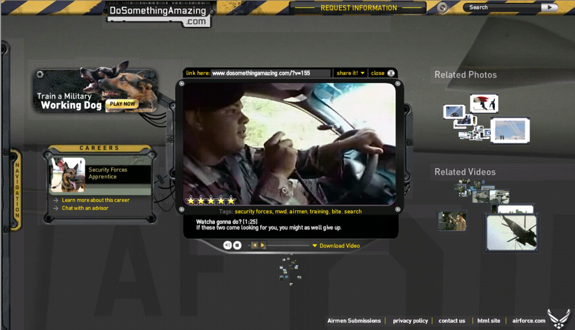 The award-winning DoSomethingAmazing.com website invites viewers to hear from real Air Force people.