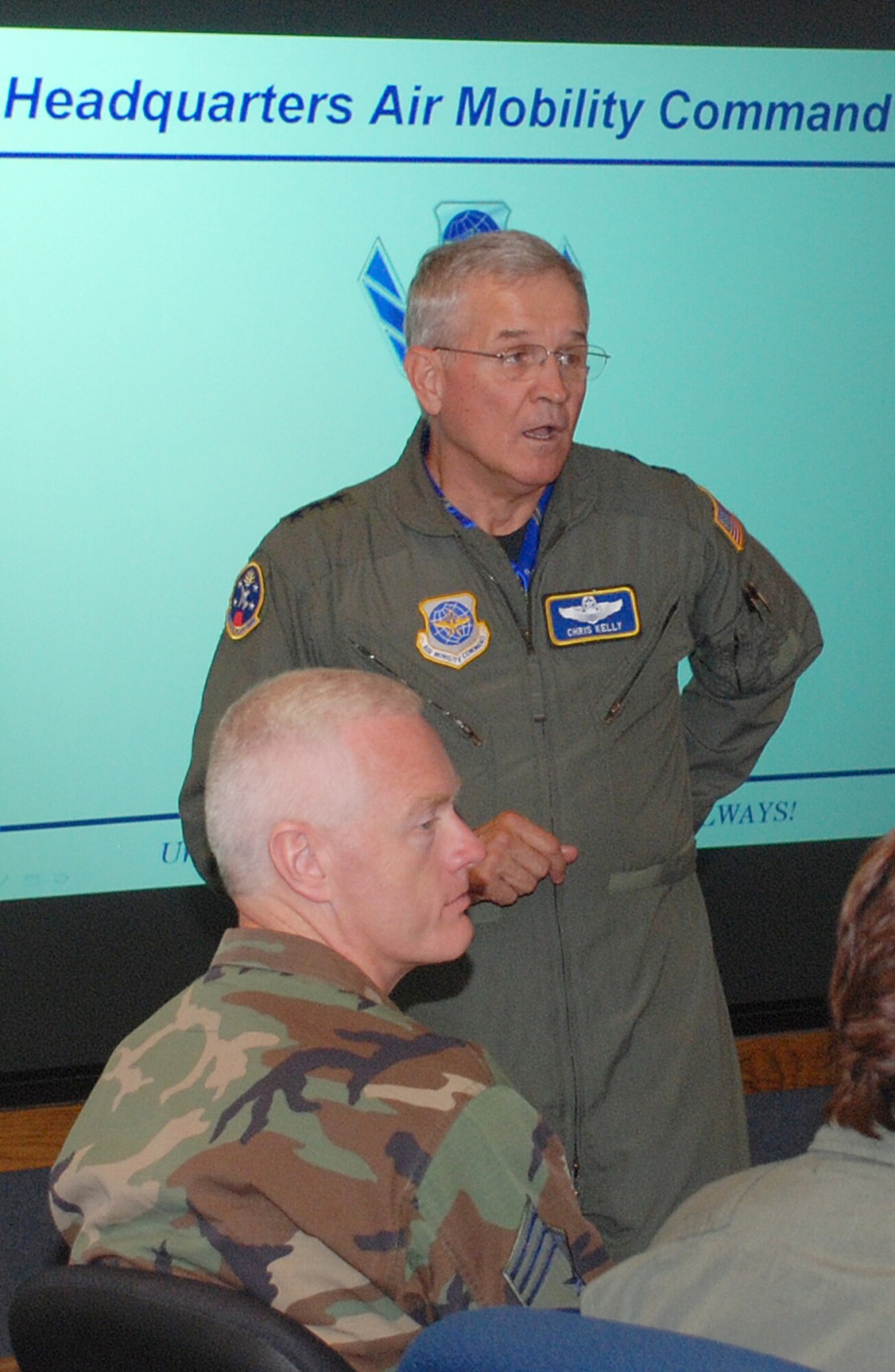 Lt. Gen. Christopher Kelly, Air Mobility Wing vice commander, highlighted the importance of the Voluntary Protection Program initiatives during a Sept. 18 visit to McGuire AFB. The Voluntary Protection Program is an Occupational Safety and Health Administration program that is being initiated at McGuire. It is designed to help to reduce the number of preventable work-related injuries and illnesses. (U.S. Air Force photo/Capt. Anthony Duggan.)