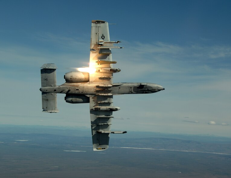The highly maneuverable A-10 Thunderbolt II, like this one, can employ massive firepower to protect coalition troops on the ground supporting Operation enduring Freedom.  (U.S. Air Force photo/Staff Sgt. Kenny Kennemer) 