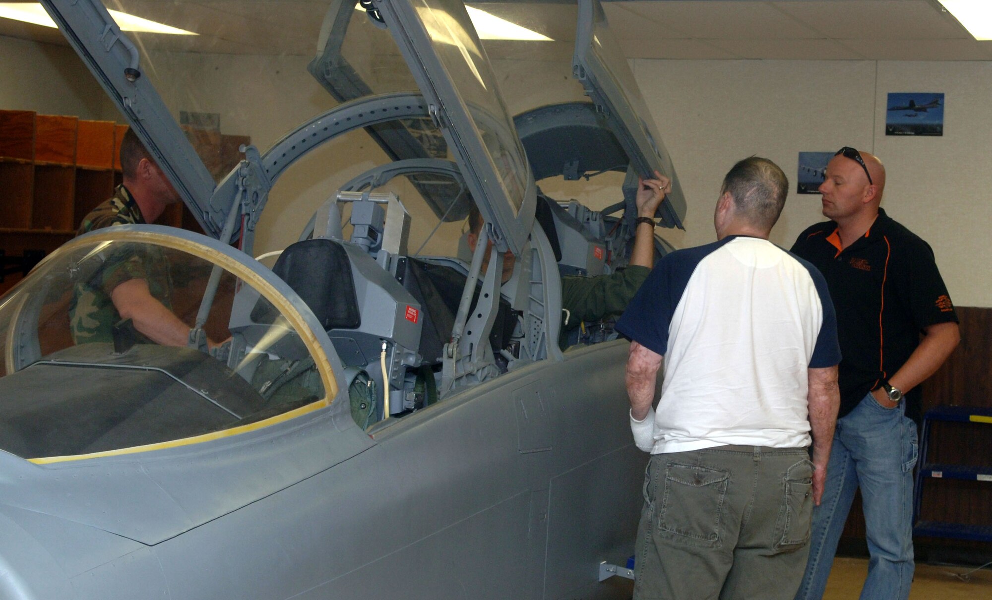 Tech Sgt. Israel DelToro and Master Sgt. Eric Brandenburg visit Holloman to get a tour of the base and tell Airmen their stories of being in combat and why they stay in the Air Force. Many Airmen were inspired by the speeches the two Air Force heroes gave during the Warrior Call. (U.S. Air Force photo/Airman 1st Class Tiffany Trojca.) 