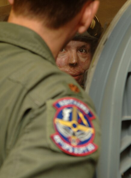 Tech Sgt. Israel DelToro and Master Sgt. Eric Brandenburg visit Holloman to get a tour of the base and tell Airmen their stories of being in combat and why they stay in the Air Force. Many Airmen were inspired by the speeches the two Air Force heroes gave during the Warrior Call. (U.S. Air Force photo/Airman 1st Class Tiffany Trojca.) 