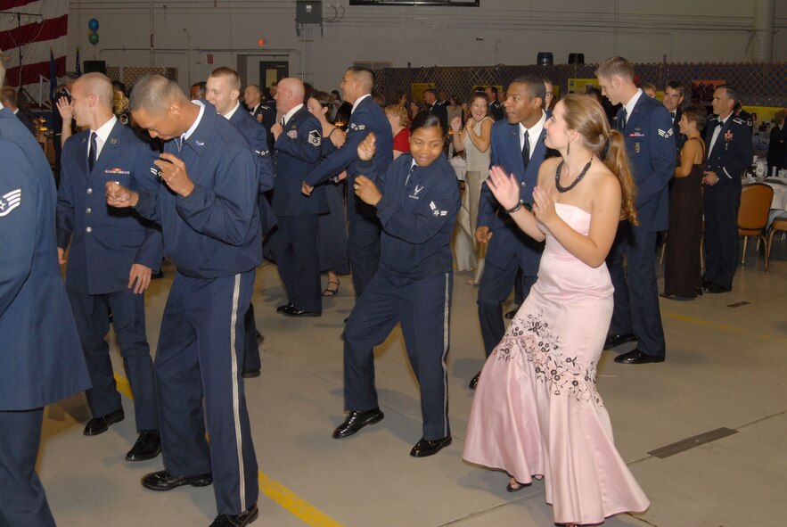 More than 700 people attended the Malmstrom "Heritage to Horizons" 60th Anniversary Air Force Ball Sept. 15. The formal part of the evening was a speech given by the guest speaker, Air Force Space Command vice commander, Maj. Gen. Thomas Deppe. Later in the evening, Team Malmstrom members danced to the music of Night Wing, the country/rock ensemble from the United States Heartland of America Band. (U.S. Air Force photo/John Turner).