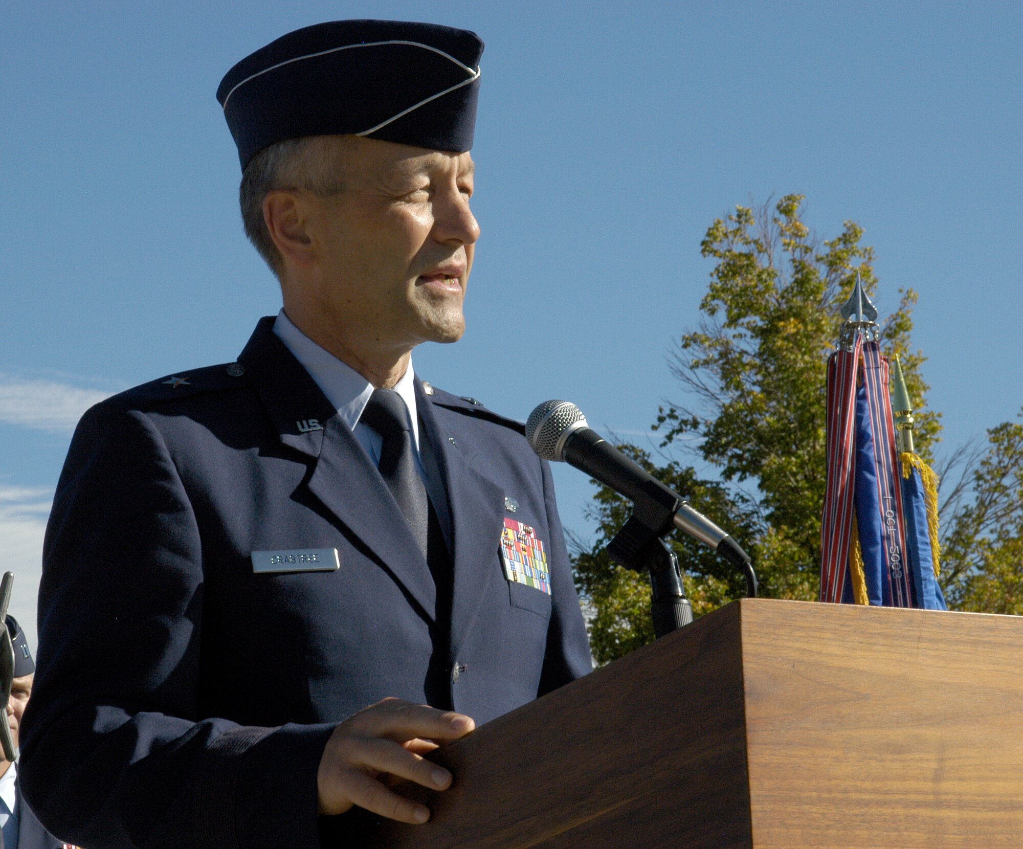 Brig. Gen. Eric W. Crabtree assumed command of the Air Reserve Personnel Center at a change of command ceremony Sept. 20. General Crabtree likened the personnel center to the foundation of a pyramid, saying the center's success is necessary to support the Air Force combat operations at the tip of the pyramid.
