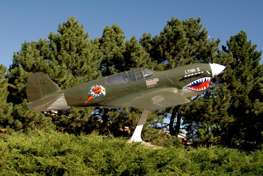 A replica of the Curtiss P-40E Warhawk is part of the Peterson Air and Space Museum at Peterson Air Force Base, Colo.  The P-40 was America?s foremost fighter in service when World War II began and was flown by the Flying Tigers in China. (U.S. Air Force photo/Roberta McDonald)