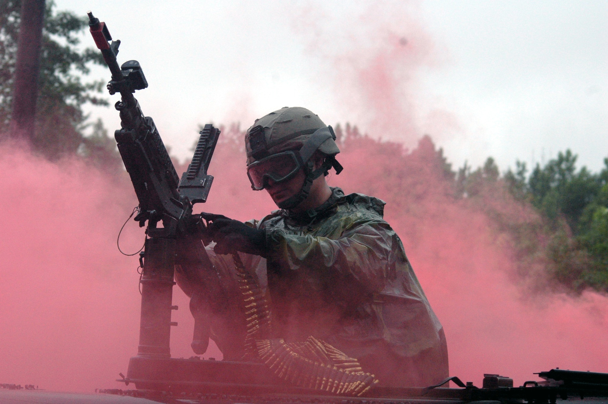 A student in the Air Force Pheonix Warrior Training Course 07-6 rides in a convoy during training for the course Aug. 21 on a range at Fort Dix, N.J.  The course is taught by the U.S. Air Force Expeditionary Center's 421st Combat Training Squadron where Air Force security forces Airmen practice expeditionary combat skills.  (U.S. Air Force Photo/Tech. Sgt. Scott T. Sturkol)
