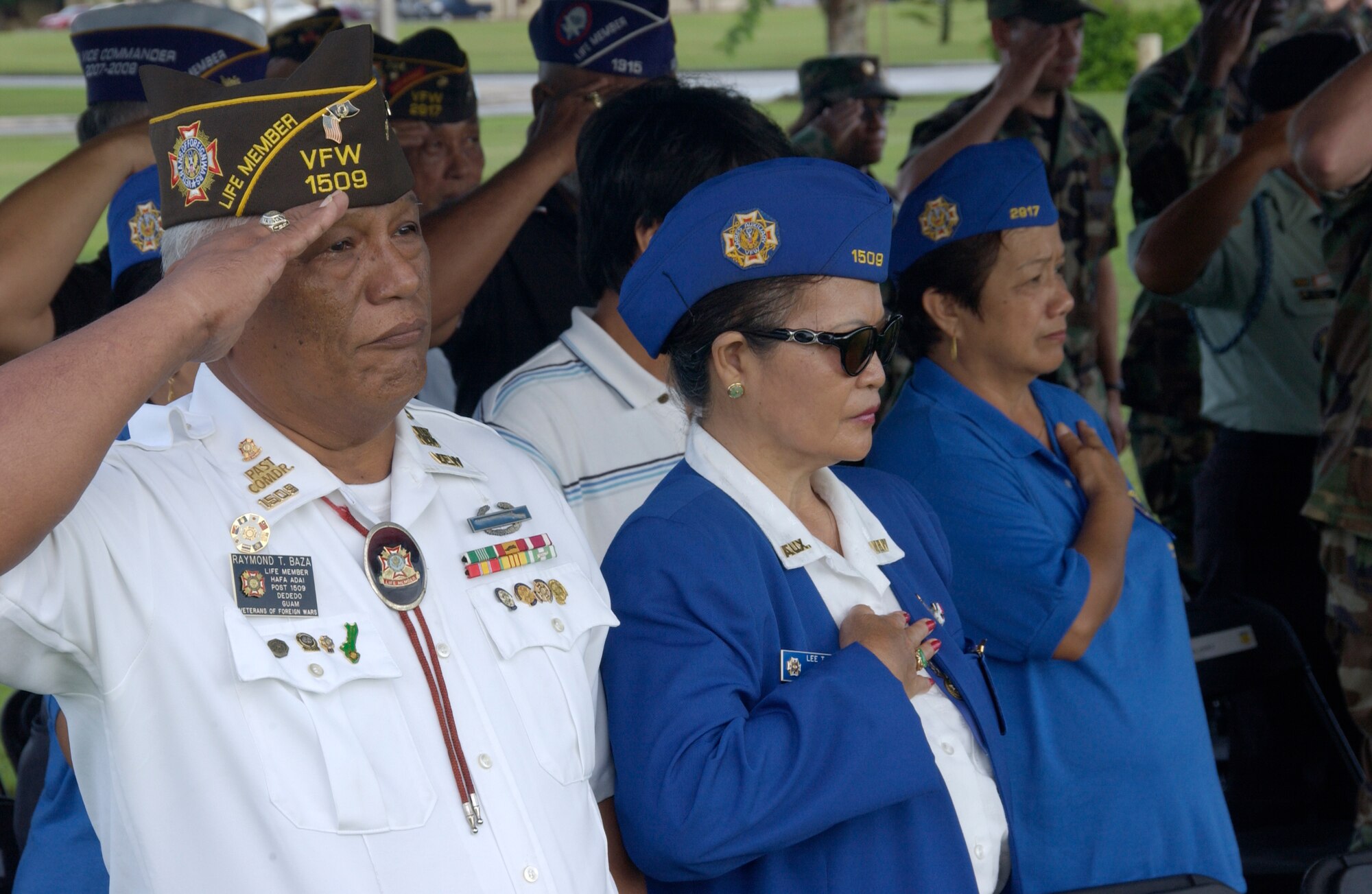 ANDERSEN AIR FORCE BASE GUAM, Former Commander of Veteran's of Foreign Wars post 1509 attends Andersen Air Force Base's POW MIA retreat ceremony. Andersen Air Force base honors the fallen Prisoners Of War and those still Missing In Action with their annual remembrance ceremony.(U.S. Air Force Photo by Technical Sergeant Michael Boquette)(RELEASED)