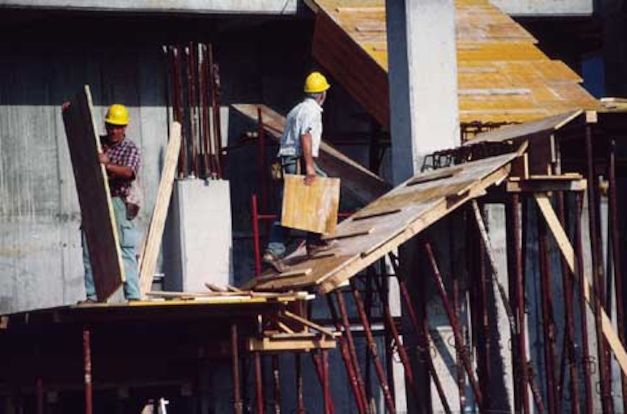 The Aviano Air Base, Italy, buildup in 2000 was a windfall for the local economy. Most of the skilled masons and other construction workers in the region worked at the base. (U.S. Air Force photo/Master Sgt. Keith Reed)