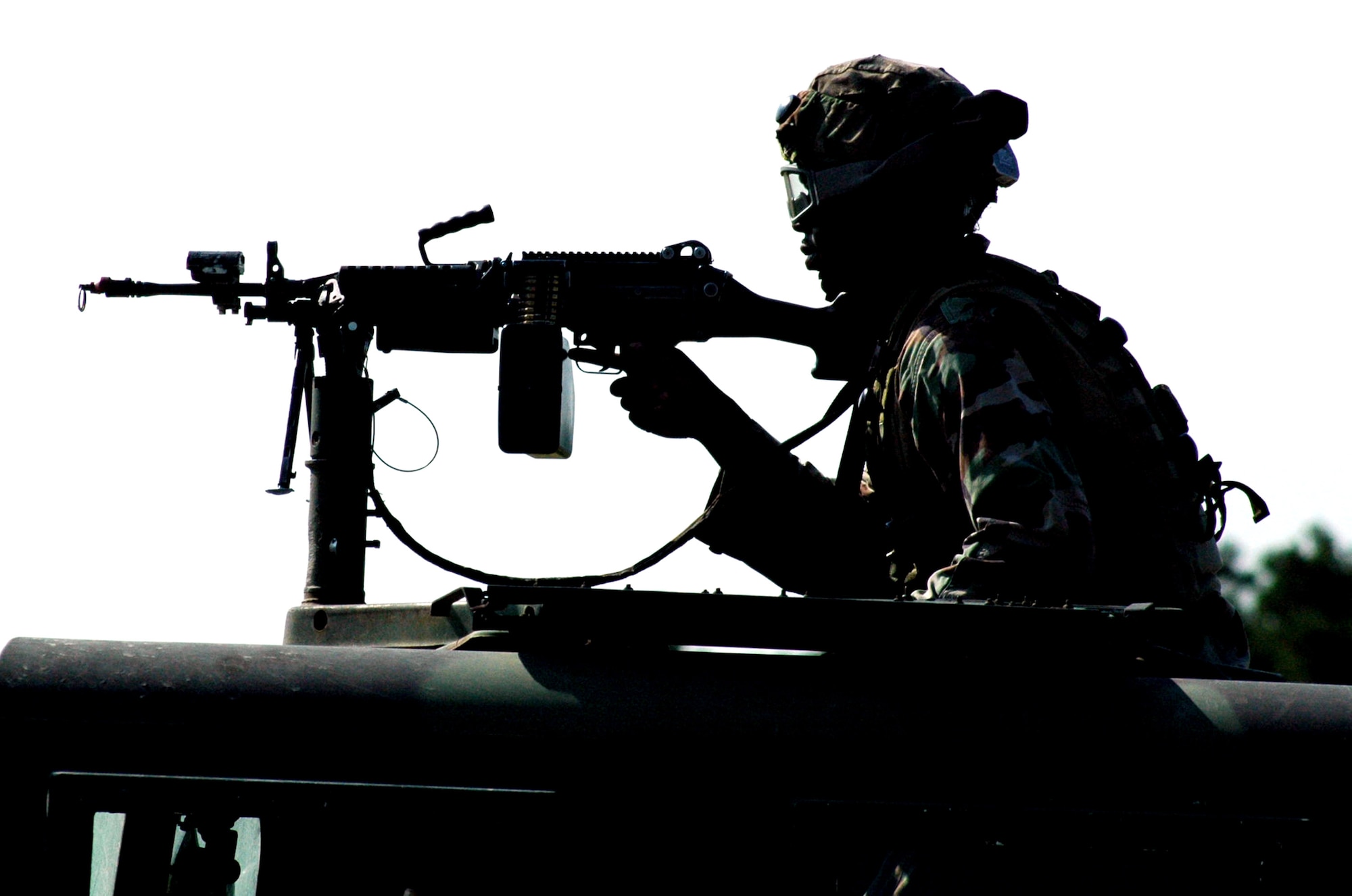 A student in Phoenix Warrior Course 07-6 prepares for a convoy during field operations for the course Aug. 27 at Naval Air Engineering Station Lakehurst, N.J. The course is taught by the U.S. Air Force Expeditionary Center's 421st Combat Training Squadron from Fort Dix, N.J., and is designed for Air Force security forces to practice combat skills basics. (U.S. Air Force photo/Tech. Sgt. Scott T. Sturkol)