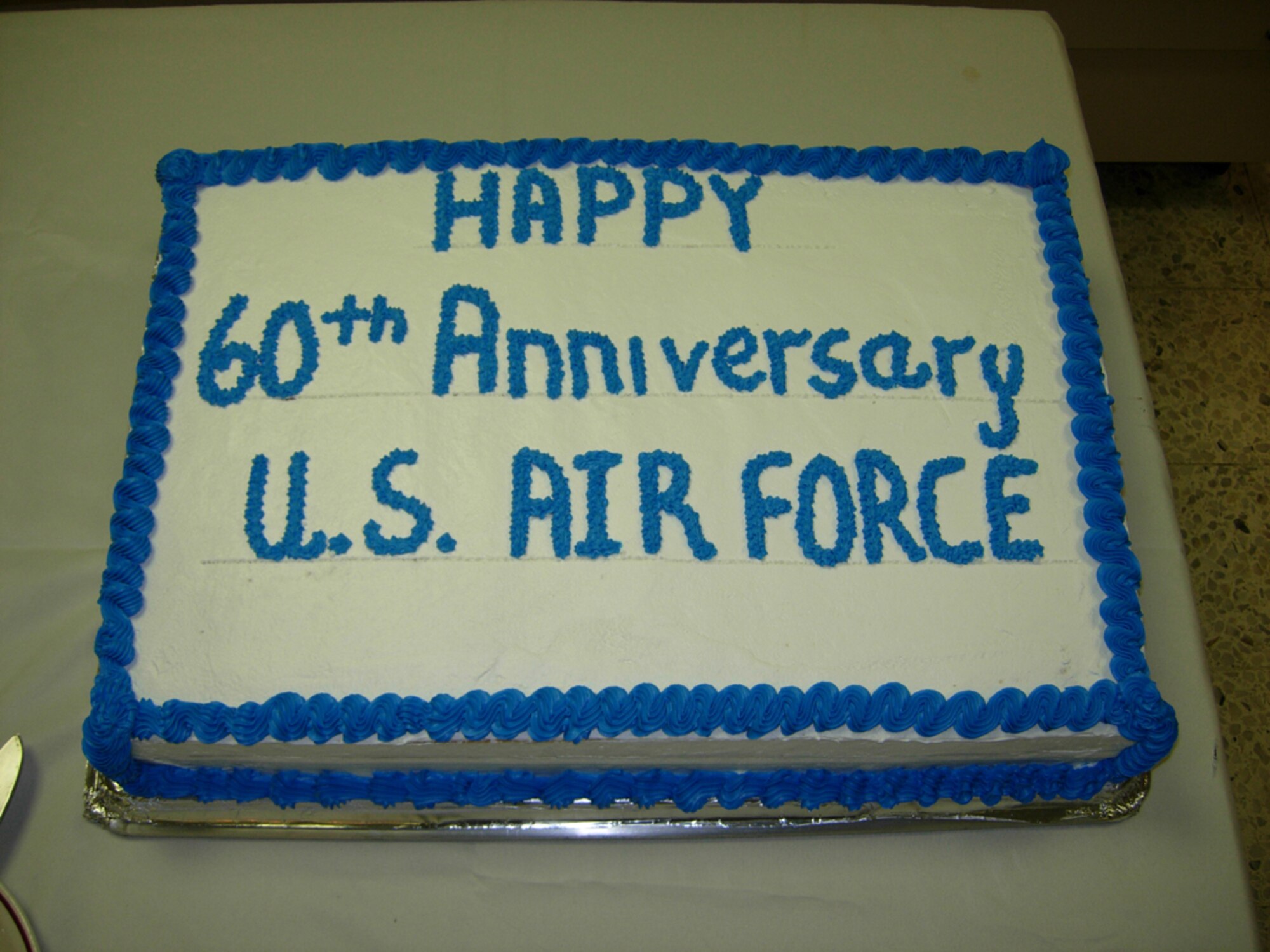 SOTO CANTO AIR BASE, Honduras -- Staff Sgt. Charles Alford, a member of the 916th Communications Squadron stationed in Honduras, sends a photo home to show how military members there celebrated the Air Force's 60th birthday.