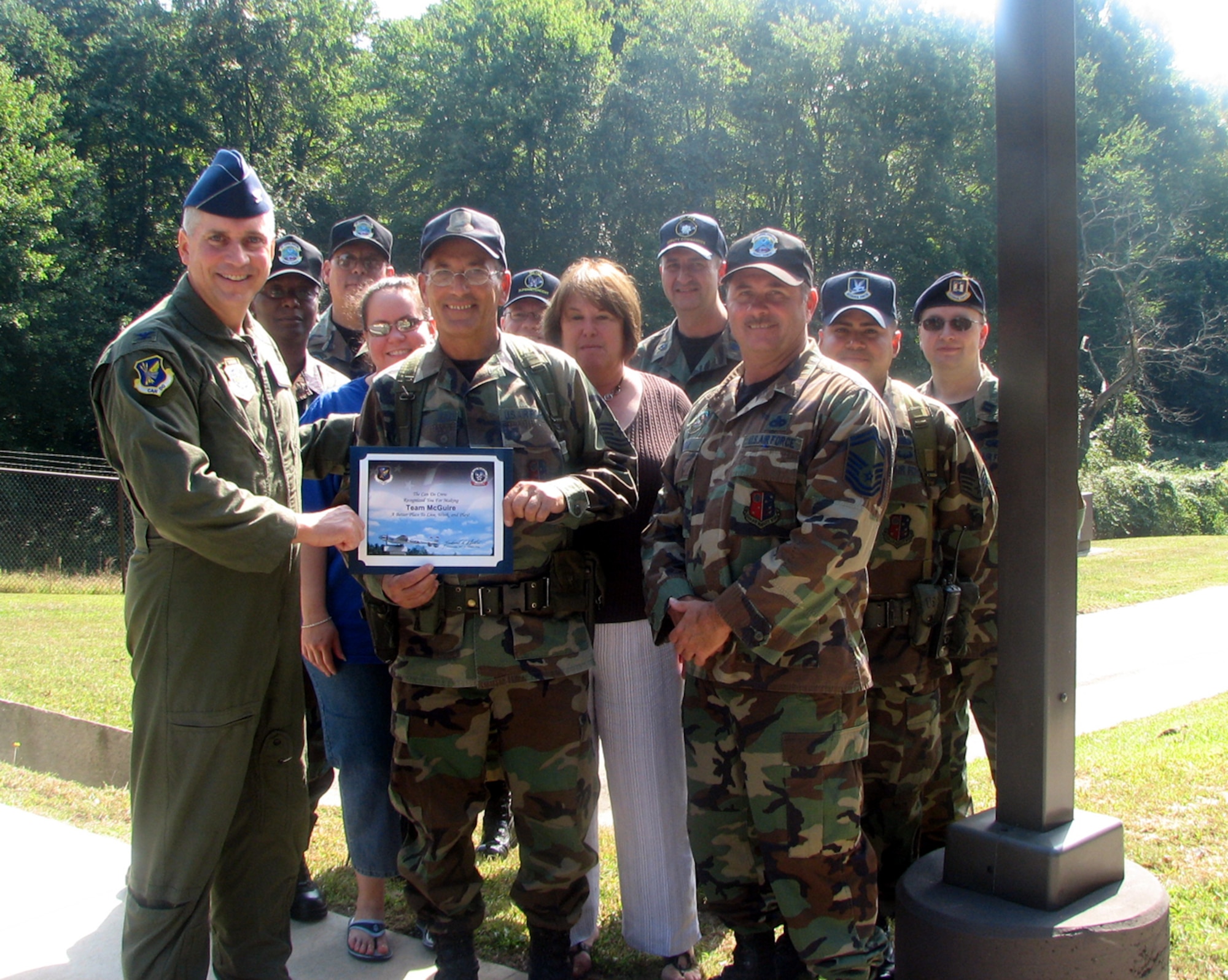 The Can Do Crew would like to recognize Tech. Sgt. Jerome Drayton of the 305th Security Forces Squadron and Tech. Sgt. William Ciarrocchi, of the 88th Aerial Port Squadron. Sergeant Drayton and Sergeant Ciarrocchi were personally nominated by Col. Rick Martin, 305th Air Mobility Wing commander, for their outstanding enthusiasm and tremendous “Can Do” attitude while working gate guard duty.  

Be aware that the “Can Do Crew” is everywhere, looking for outstanding service. They covertly seek members of Team McGuire who make a difference, identifying and recognizing only the best! Remember, the strongest asset of Team McGuire is its people; you are what makes McGuire a better place to live, work and play!

