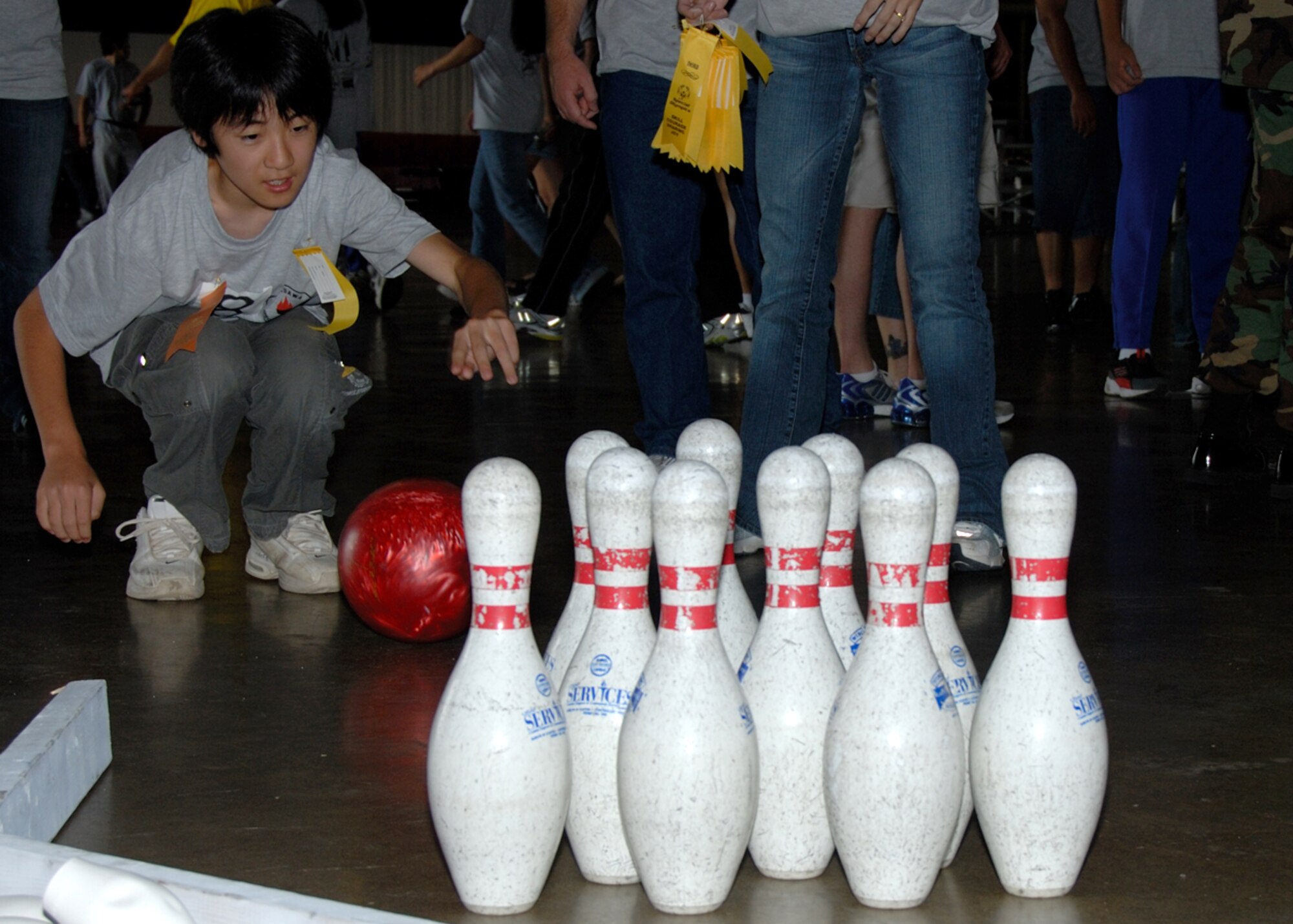 MISAWA AIR BASE, Japan --Fifteen year old Ryo Sasaki from the Mominoke-Gakuen school enjoys the bowling portion of the 2007 Special Olympics here Sept. 22. The Special Olympics are held annually to promote relations between the American forces serving in Japan and the surrounding community.  (U.S. Air Force photo by Senior Airman Laura R. McFarlane)

