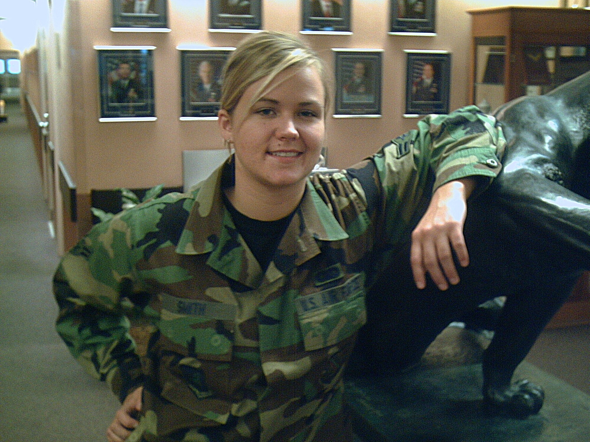 EIELSON AIR FORCE BASE, Alaska --  
Rank, name, squadron and duty title:
Airman 1st Class, Alana Smith, 354 Operations Group information manager, 377-4243.		

Hometown: Deer Lodge, Mont.	

Years in service: Nine months.	

Family: Father Joel Smith, mother Becky Smith, brother Brandon Smith and sister Abby Smith.

Education: High school diploma. 

Previous Assignments: This is my first duty station.	

Self-Description: Independent and self determined. 

One thing most people don't know about you:  My front tooth is fake.

Hobbies: Quilting, scrap-booking, interior decorating, hiking, camping, four-wheeling, sledding, skiing. 

Heroes: God 

Long-term Goal: To get my degree in early childhood development and work at the Child Development Center on an Air Force Base in North Carolina. 

Greatest Accomplishment: Finding the Lord and making the decision to live for him. 

Commander's/Supervisor's Comments:
Airman Smith is an extremely sharp and motivated individual.   She spearheaded the 354th Operations Group Air Force Gala room decorating committee winning the Heritage Room Contest and $500 for the 354 OG Booster Club.  Her efforts were lauded by the 354 OG commander and group chief.  Alana is a hard-charging Airman who gives her all at everything she does and is an asset to our team!
 (U.S. Air Force photo by Technical Sergeant William Farrow)