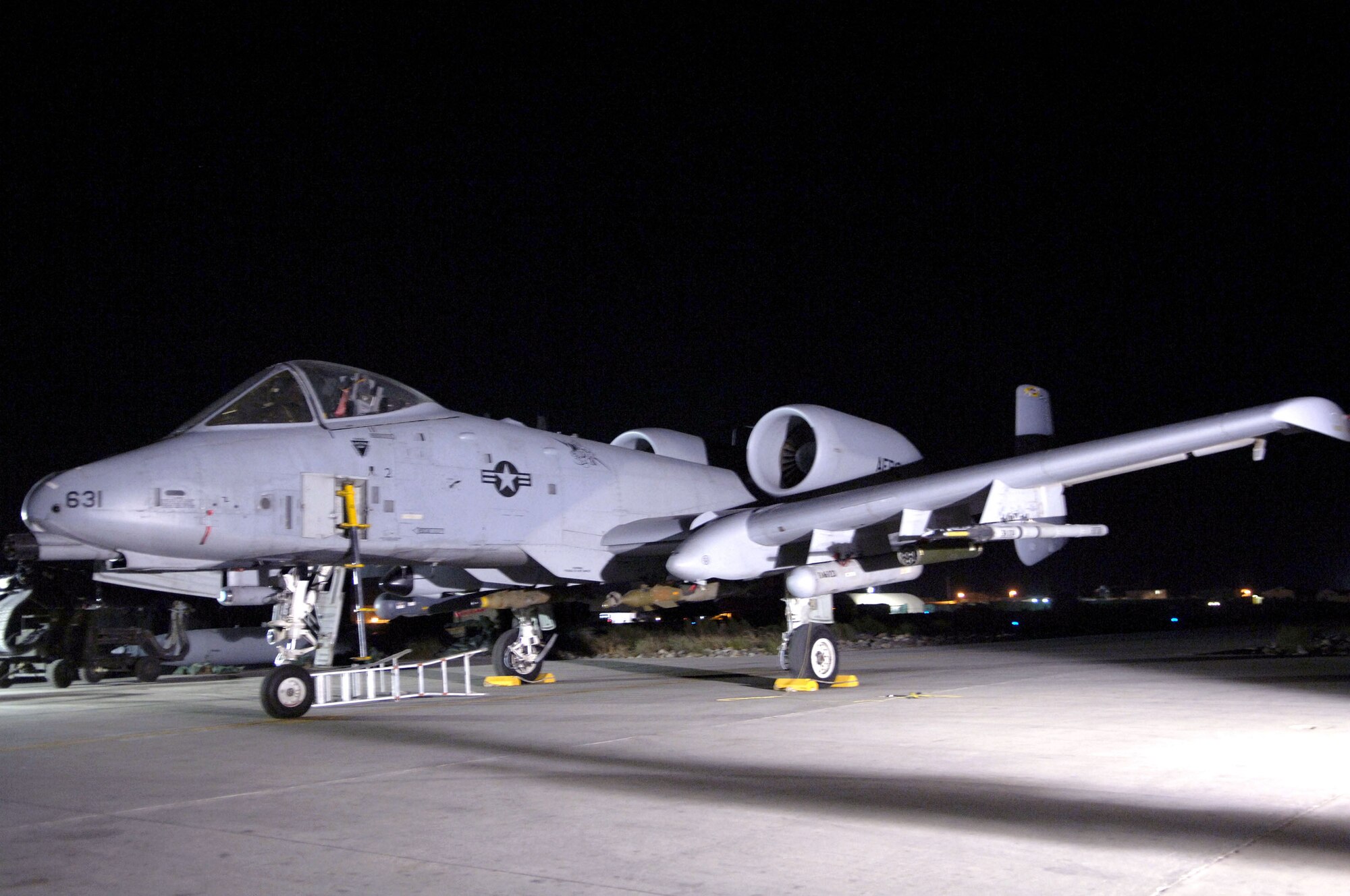 An A-10 Thunderbolt II sits on a ramp Bagram Air Base, Afghanistan, waiting for its next mission. A-10s provide  close-air support for coalition troops in Afghanistan and Iraq. (U.S. Air Force photo/Airman 1st Class Andrew Oquendo)