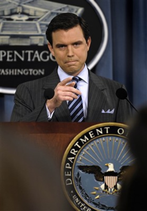 Pentagon Press Secretary Geoff Morrell conducts a press conference in the Pentagon on Sept. 26, 2007.  