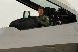 Brig. Gen. Mark Barrett, 1st Fighter Wing commander, opens the canopy of the wing’s new flagship aircraft, tail number 101. The general flew the F-22A from the Lockheed Martin factory in Marietta, Ga., to Langley Sept. 27. "A flagship shows that the leadership flies and leads the wing from the front," General Barrett said after landing the Raptor. (U.S. Air Force photo/Senior Airman Christopher L. Ingersoll)