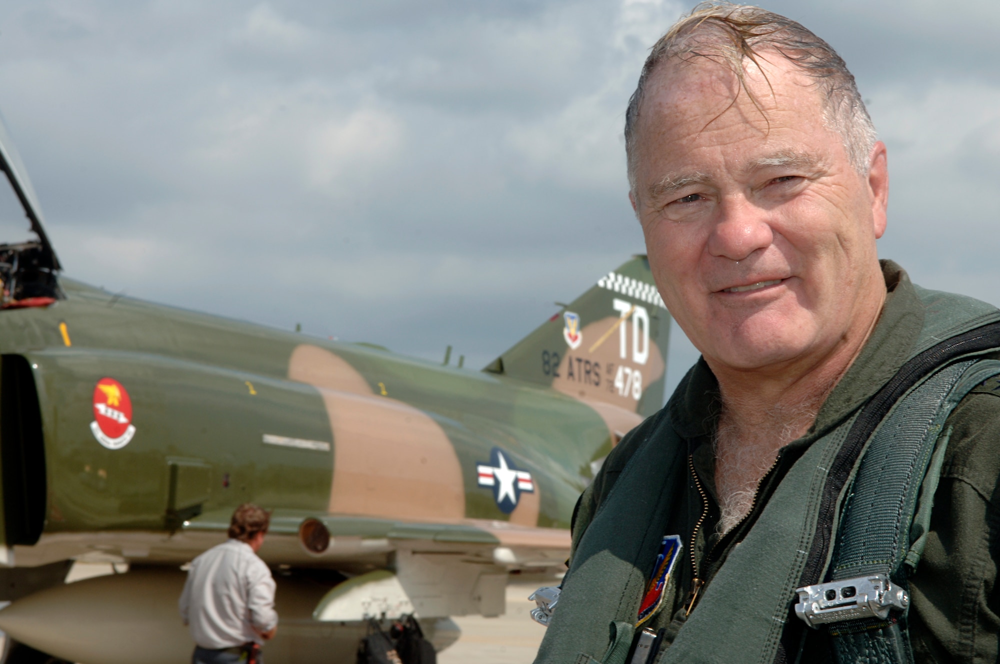 LANGLEY AIR FORCE BASE, Va. -- Gen. Ronald E. Keys, commander of Air Combat Command, stands near the aircraft in which he flew the final flight of his Air Force career, an F-4 Phantom II, the same type of aircraft he flew as a lieutenant in Vietnam. General Keys retires from the Air Force Nov. 1, ending four decades of military service. (U.S. Air Force photo/Airman 1st Class Vernon Young)