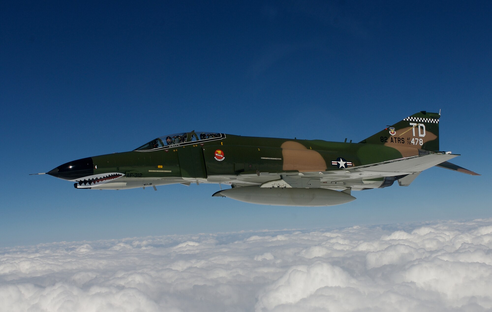 LANGLEY AIR FORCE BASE, Va. -- Gen. Ronald E. Keys, commander of Air Combat Command, and Lt. Col. J.D. Lee  fly  an F-4 Phantom II over the Atlantic Ocean during the general's final flight Sept. 28. General Keys retires from the Air Force Nov. 1, ending four decades of military service. (U.S. Air Force Photo/Staff Sgt Samuel Rogers)