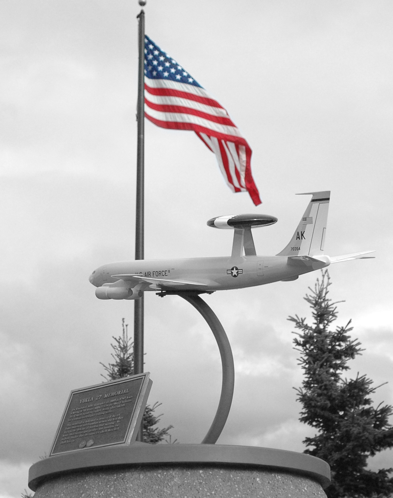 Elmendorf Air Force Base honors the crew of Yukla 27 with a memorial in front of the 3rd Wing Headquarters building.