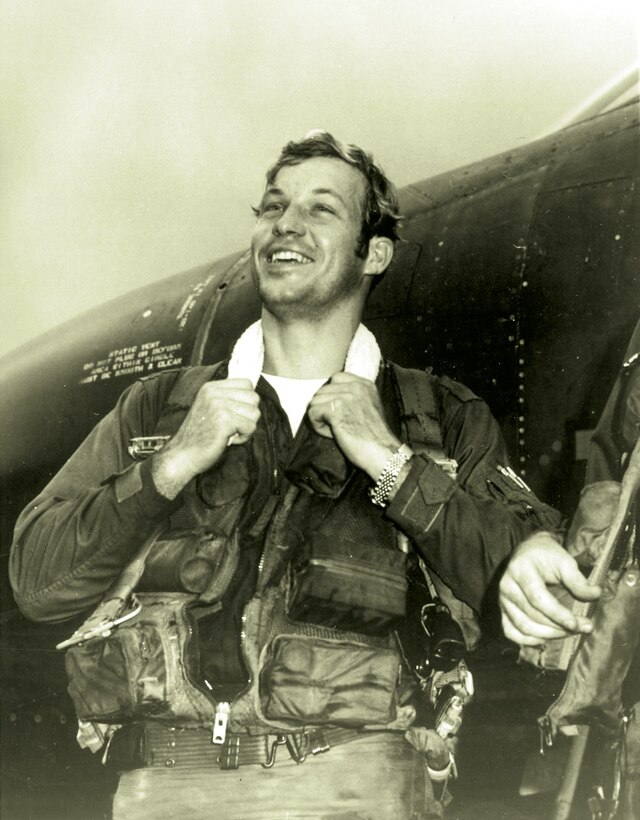 Capt. Richard "Steve" Ritchie is pictured beside his aircraft in South Vietnam in 1972, following the mission where he became the first Ace in the Vietnam War.
