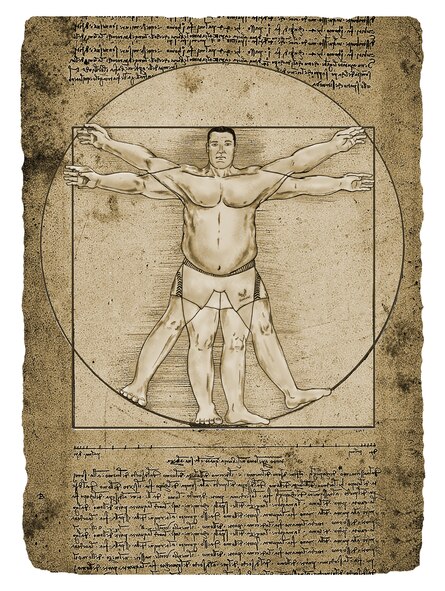 Leonardo da Vinci’s iconic drawing of the “Vitruvian Man,” along with the accompanying text, is sometimes called “Proportions of Man.” Created around the year 1492 as a scientific study of the proportions of the male human body, his artwork probably would look different if redone today, as the “proportions of man” (and woman) have changed over the years. (illustration by Sammie W. King)