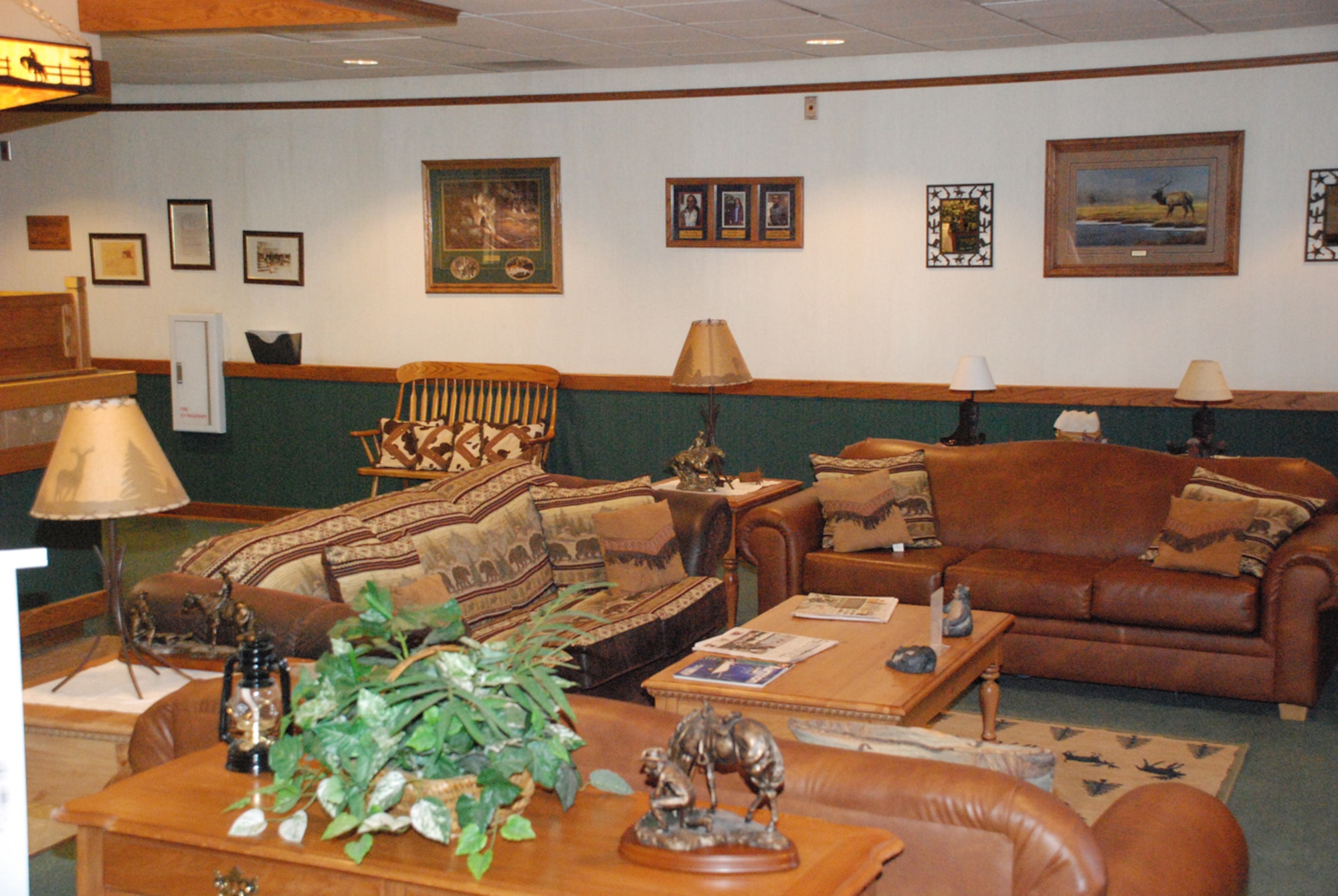 The Crow Creek Inn’s reception area is decorated in a western motif to allow guests to experience a part of Warren’s history. Many of the temporary lodging suites and visitor’s rooms are decorated with a similar theme. The inn passed an Air Force lodging accreditation inspection March 11 (U.S. Air Force photo/Staff Sgt. Chad Thompson).