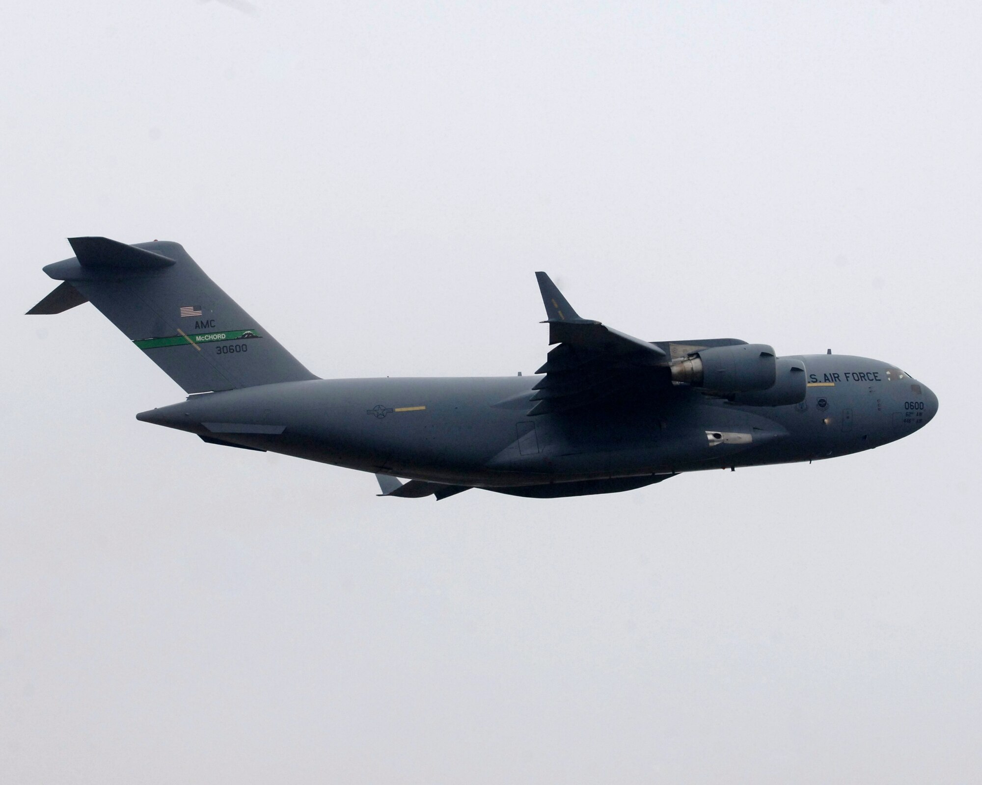 MCCONNELL AIR FORCE BASE, Kan. – In an Operational Readiness Exercise, here, a C-17 Globemaster, carrying team McConnell members from the 22nd Air Refueling Wing and the 931st Air Refueling Group, depart to Volk Field Air National Guard Base, Wis. (Photo by Airman 1st Class Laura Suttles) 
