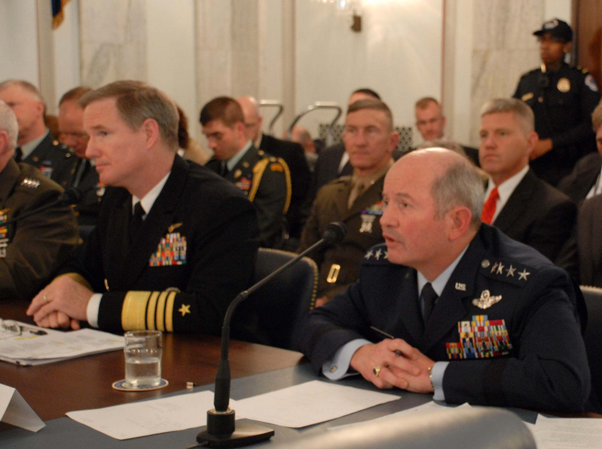 Air Force Vice Chief of Staff Gen. Duncan J. McNabb testifies before the Senate Armed Services Committee Subcommittee on Readiness and Management Support April 1. General McNabb expressed concerns for readiness in the future if the Air Force does not recapitalize and modernize its aging aircraft fleet. (U.S. Air Force photo/Senior Master Sgt. Matt Proietti)