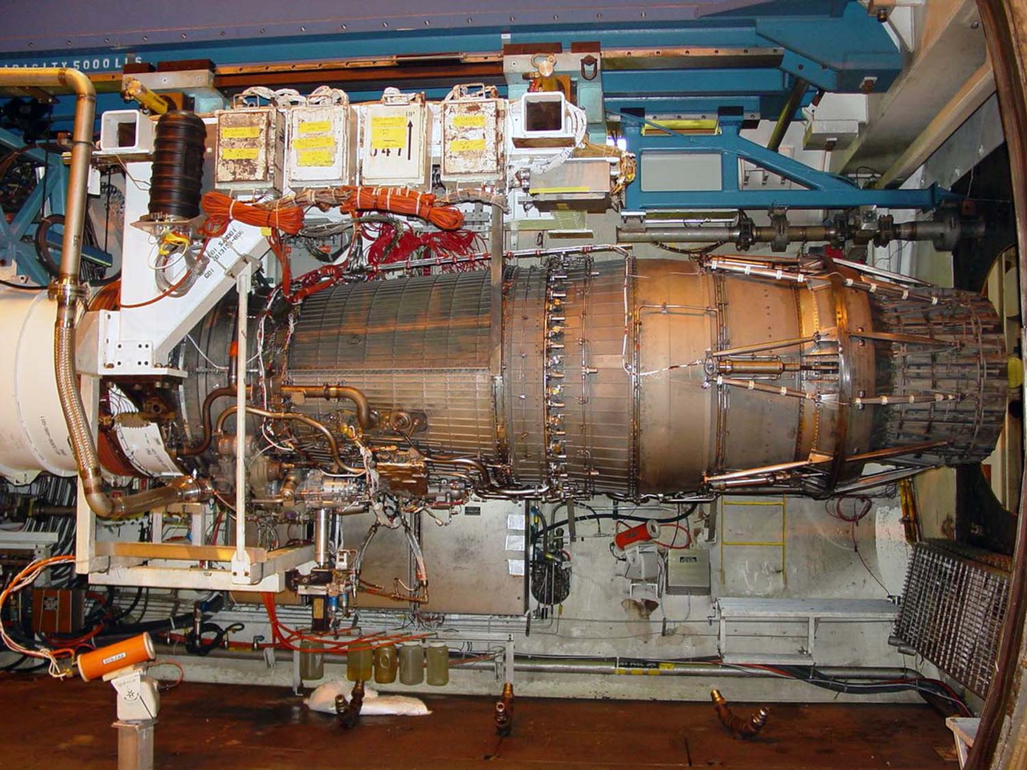 A General Electric F101 engine serves as the power plant for the B-1B Lancer. The engine has undergone a variety of altitude tests in Arnold Engineering Development Center's aero-propulsion J-1 test cell. (U.S. Air Force photo)