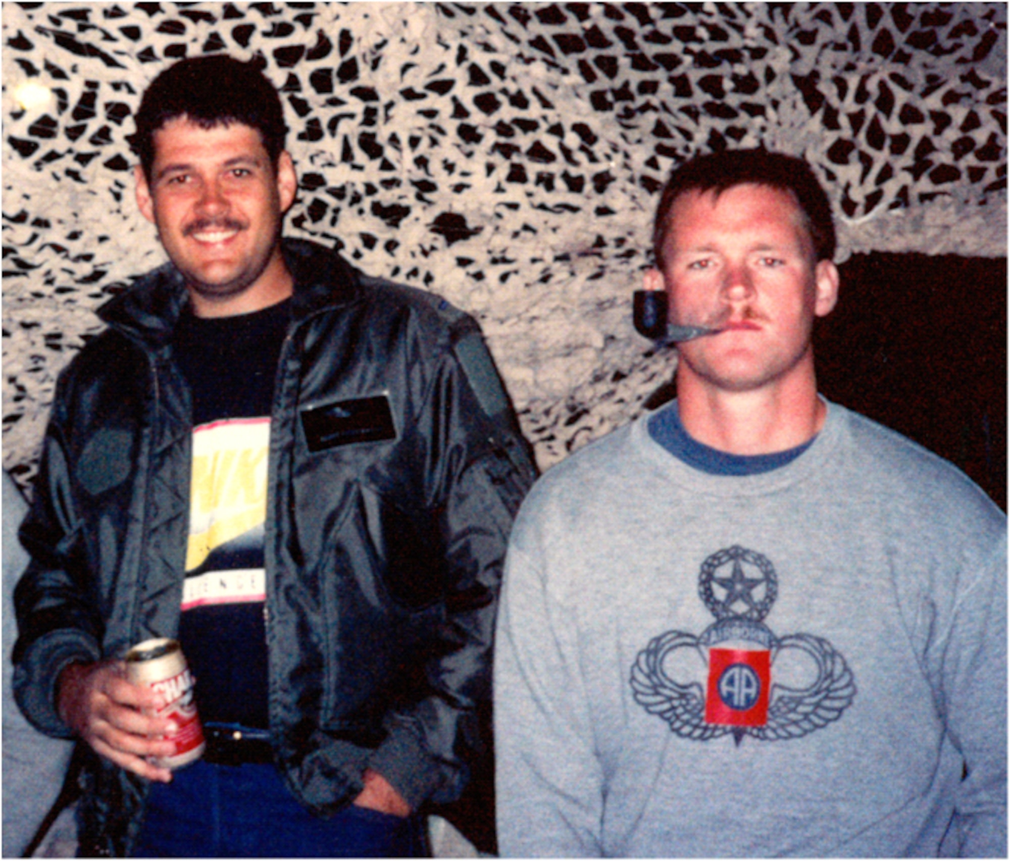 Lieutenants Scott Fitzsimmons (left) and Patrick "Oly" Olson in Saudi Arabia in December 1990. Both officers deployed to the Persian Gulf to support Operation Desert Shield and then Desert Storm. (Courtesy photo)