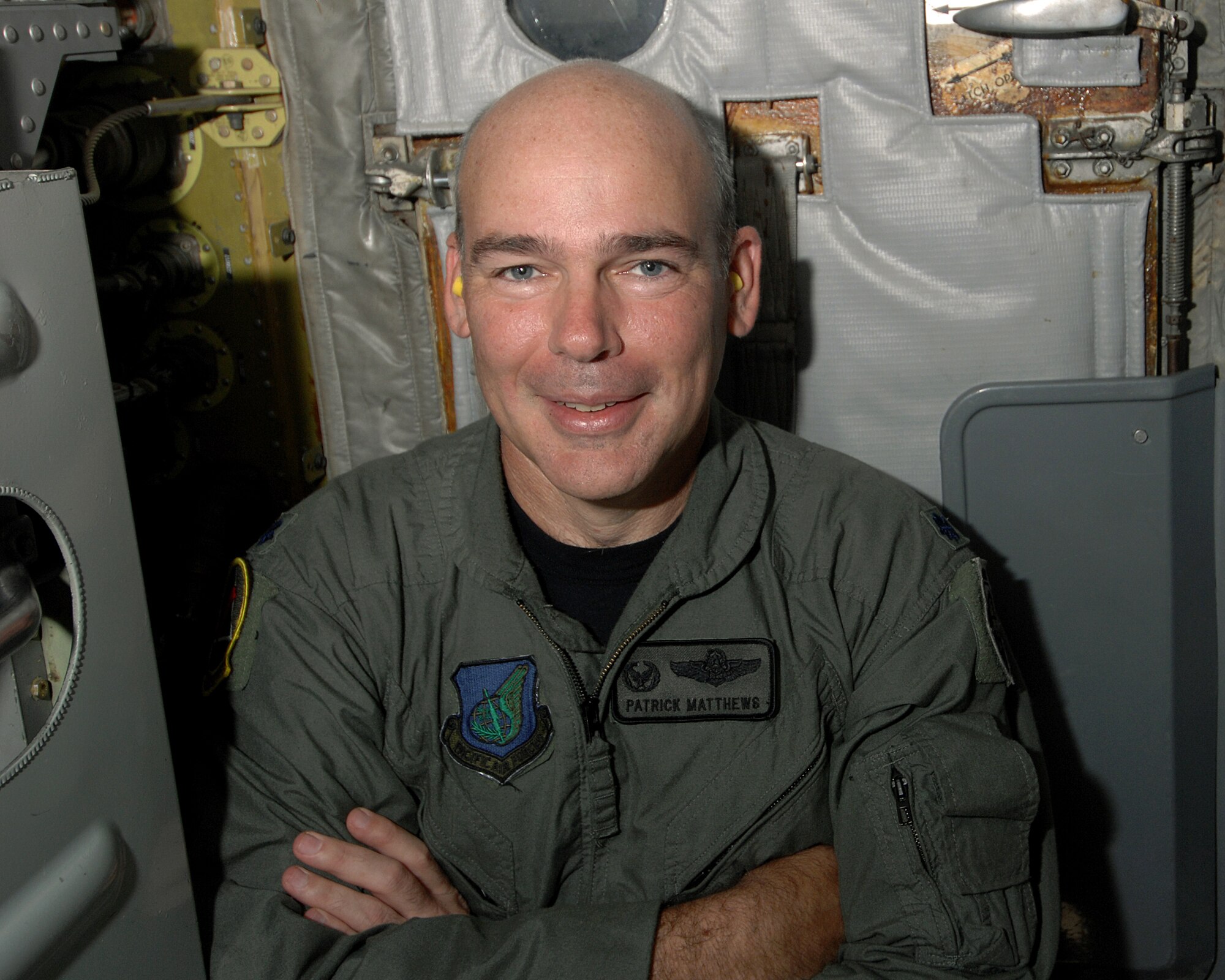 ANDERSEN AIR FORCE BASE, Guam --Lt. Col. Patrick Matthews, commander of the 96th Expeditionary Bomb Squadron, sits in a B-52 instructor navigator seat during a local training mission.  Being a navigator on the B-52 is great, says  Col. Matthews, who is able to give hands on training to the next generation of B-52 navigators.  Members of the 96th EBS aircrew can take advantage of many unique training opportunities here at Andersen AFB because of the continuous bomber presence. The 96th EBS is deployed here from Barksdale AFB, La.
(U.S. Air Force Photo By Staff Sgt. Vanessa Valentine) 

