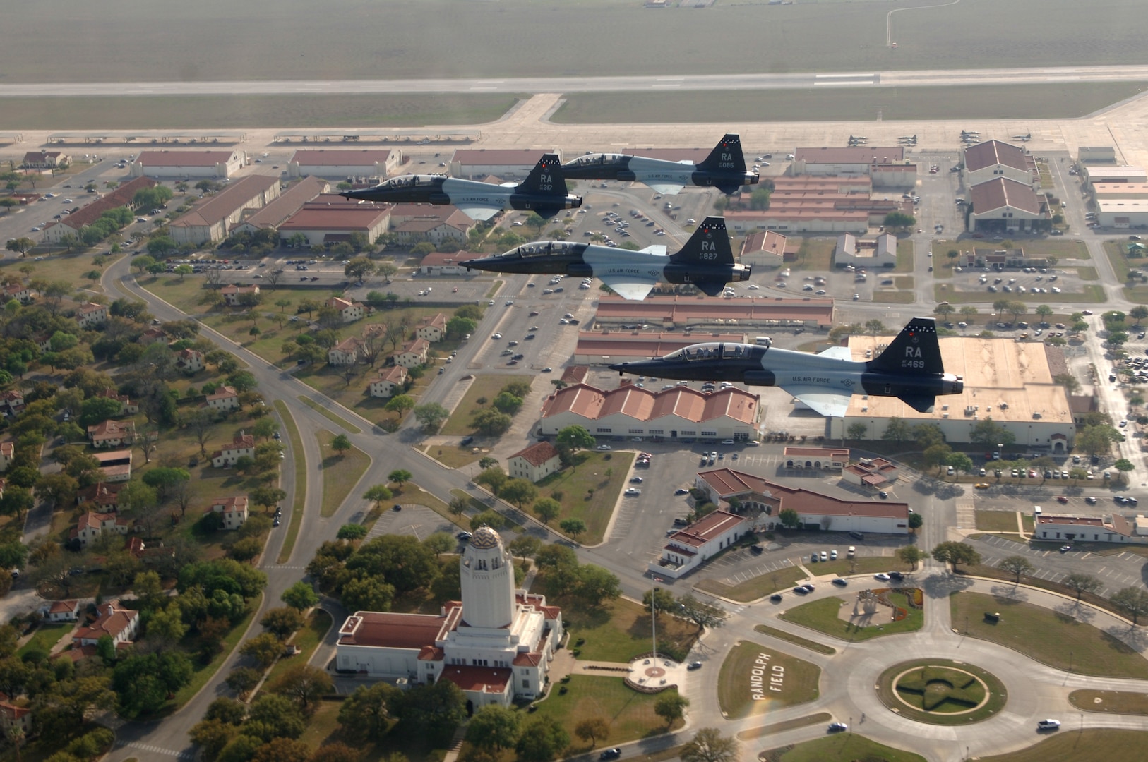 Pilots from the 560th Flying Training Squadron take some of the Freedom Flyers on a ride above Randolph during the former POWs? annual reunion. (U.S. Air Force photo by Master Sgt. Scott Reed)
