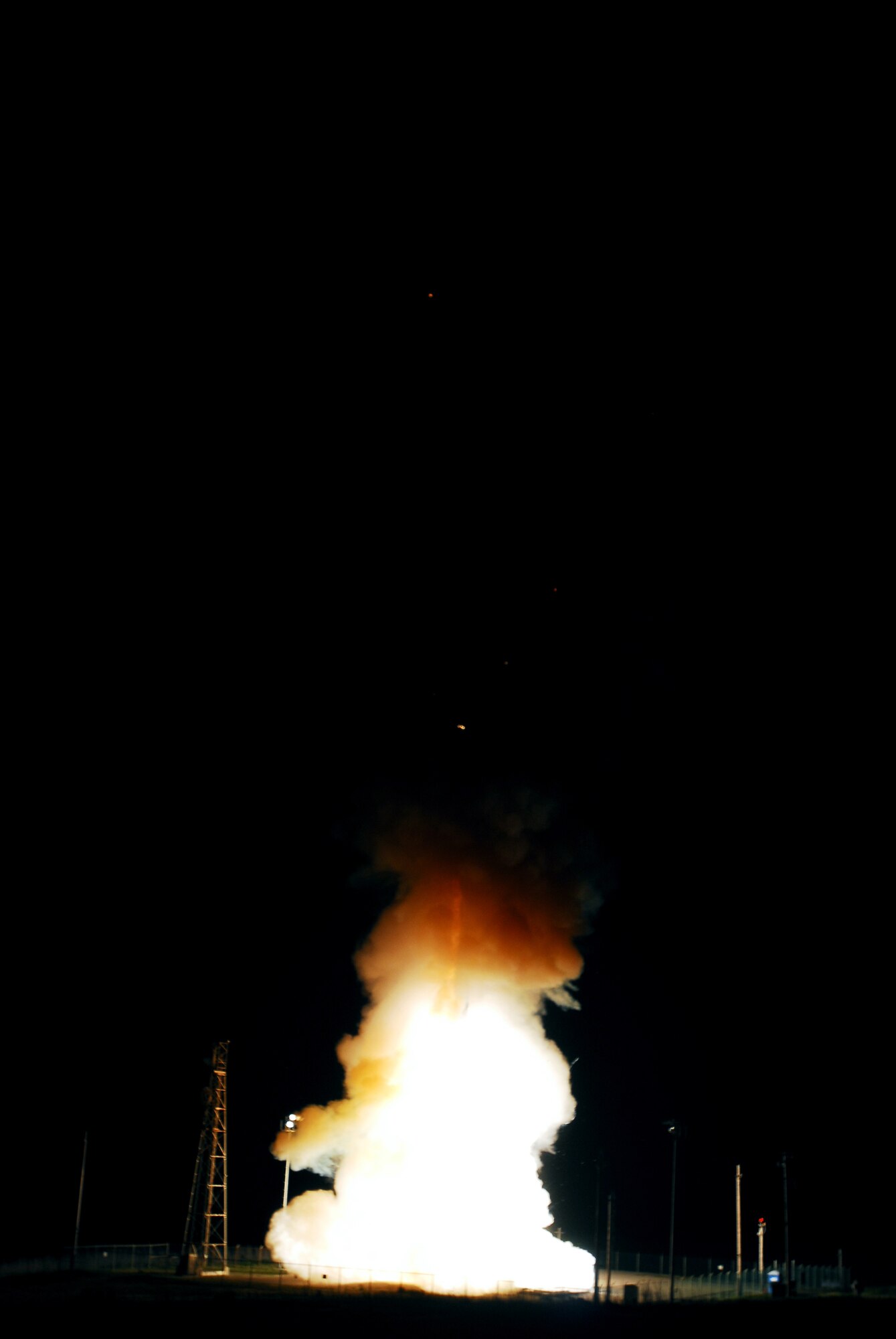 VANDENBERG AIR FORCE BASE, Calif. -- A Minuteman III intercontinental ballistic missile configured with a National Nuclear Security Administration test assembly launched from North Vandenberg April 1 at 1:01 a.m. (U.S. Air Force Photo/Joe Davila)