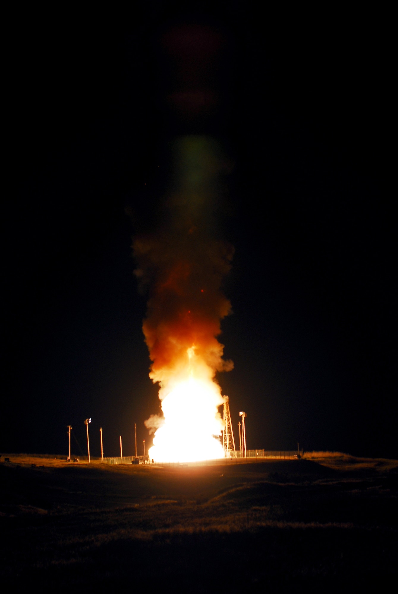VANDENBERG AIR FORCE BASE, Calif. -- A Minuteman III intercontinental ballistic missile configured with a National Nuclear Security Administration test assembly launched from North Vandenberg April 1 at 1:01 a.m. (U.S. Air Force Photo/Joe Davila)