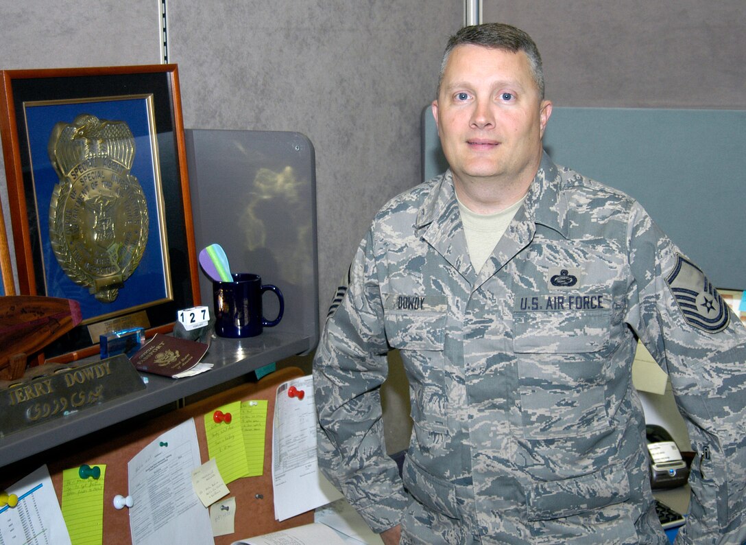 Master Sgt. Jerry Dowdy, MS, will attend the Coast Guard's Chief Petty Officer Academy in Petaluma, Calif., beginning April 19. The six-week course is equivalent to the Air Force's Senior NCO Academy. (U.S. Air Force photo/Mike Molina)                                