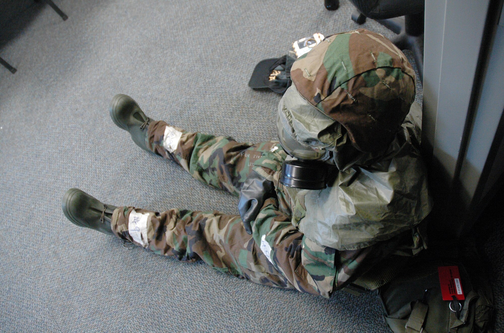 Members of the 315th Airlift Wing, Charleston Air Force Base, S.C., participate in a mobility exercise.  The exercise was in preparation for the unit's Operational Readiness Inspection. (photo by Captain Bryan Lewis, USAFR)