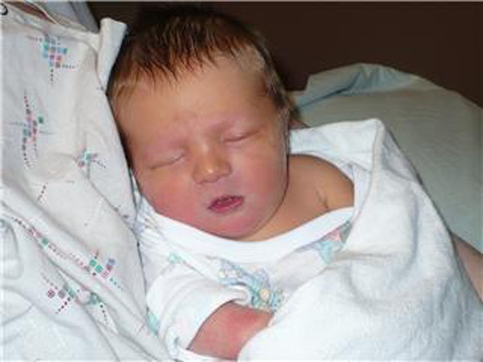 Rylan Todd, 8 lbs., 5 oz., was born March 25 at 11:01 p.m. to Staff Sgt. Nicholas Todd and Jamie Todd at a hospital near Ellsworth Air Force Base S.D. Sergeant Todd watched the birth via webcam. (Courtesy photo)
