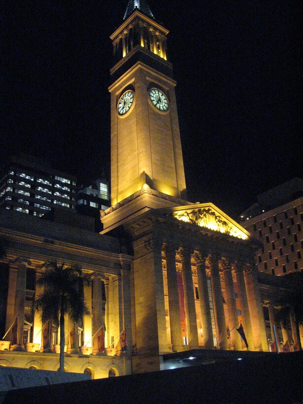 Brisbane City Hall, Australia.  Venue of the Australia National Bands Competition, 2008.  Alaska Brass, from Elmendorf AFB, AK,  was on a 10-day tour through Brisbane and Sydney, Australia this past March 2008.  They performed with the Australian Army Band, and were featured in a 20-minute show as part of the Australia National Bands Competition.