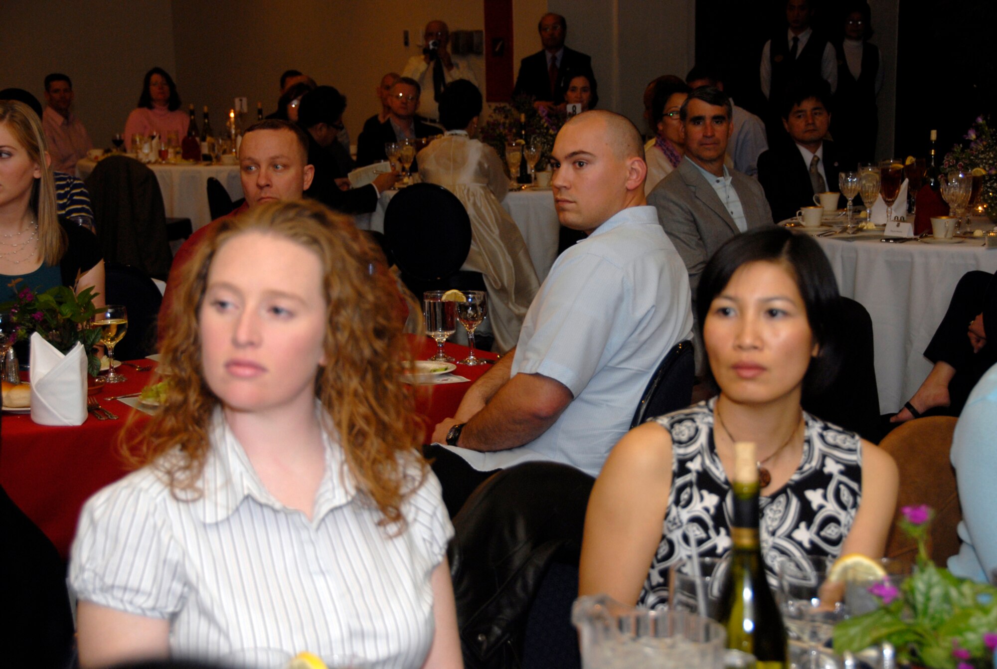 OSAN AIR BASE, Republic of Korea--The Korea-America Good Neighbor Society honored close to 400 service members with a free concert and dinner on April 4. The live Korean entertainment included a local Korean high school performance. The KAGNS along with many other Korean good neighbors foster and maintain interest in a strong Air Force and the role of airpower in maintaining a strong national ROK defense. (U.S. Air Force photo/Staff Sgt. Scottie McCord)
