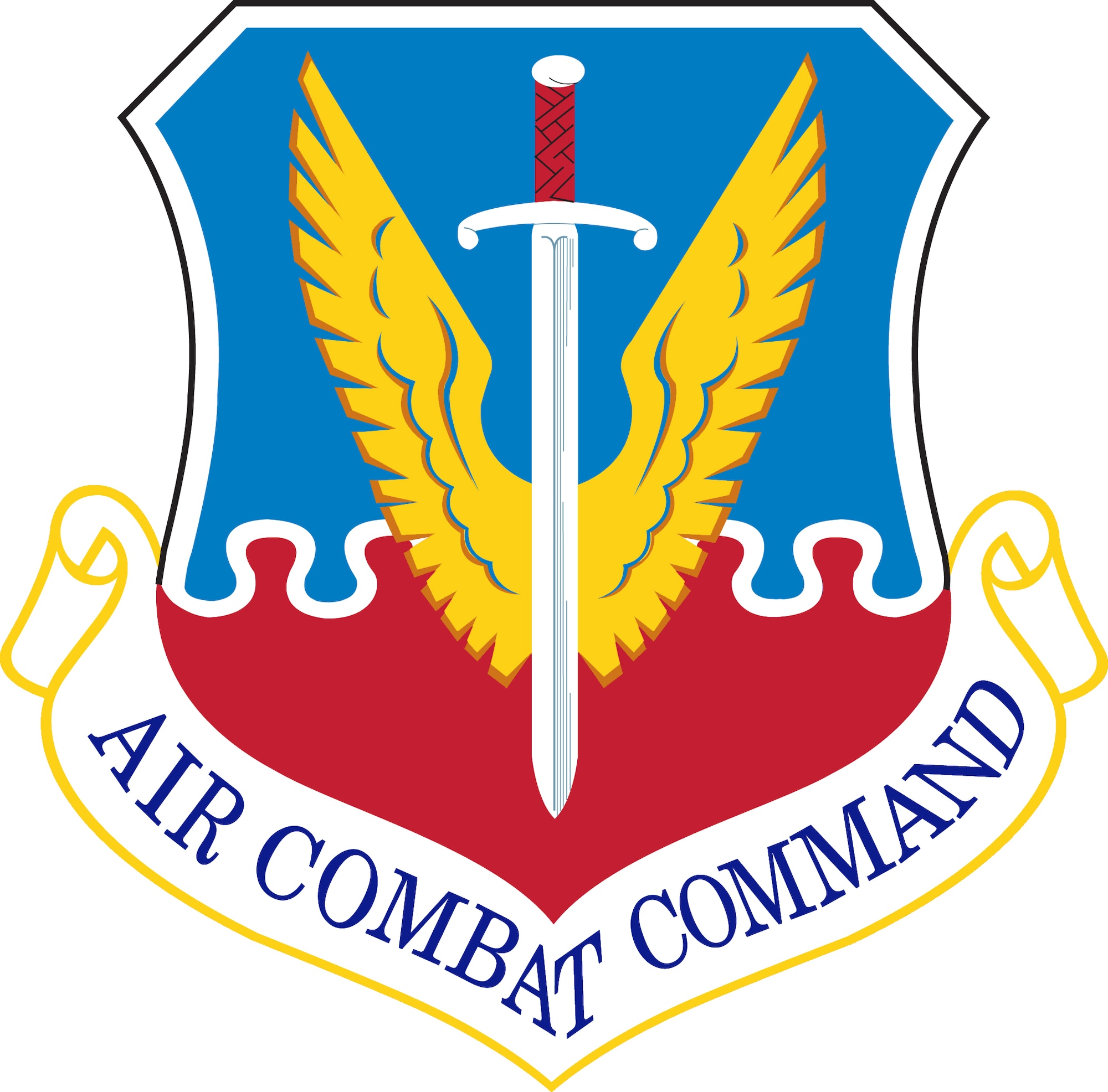 Air Combat Command (ACC) Shield (Color), U.S. Air Force graphic. In accordance with Chapter 3 of AFI 84-105, commercial reproduction of this emblem is NOT permitted without the permission of the proponent organizational/unit commander.